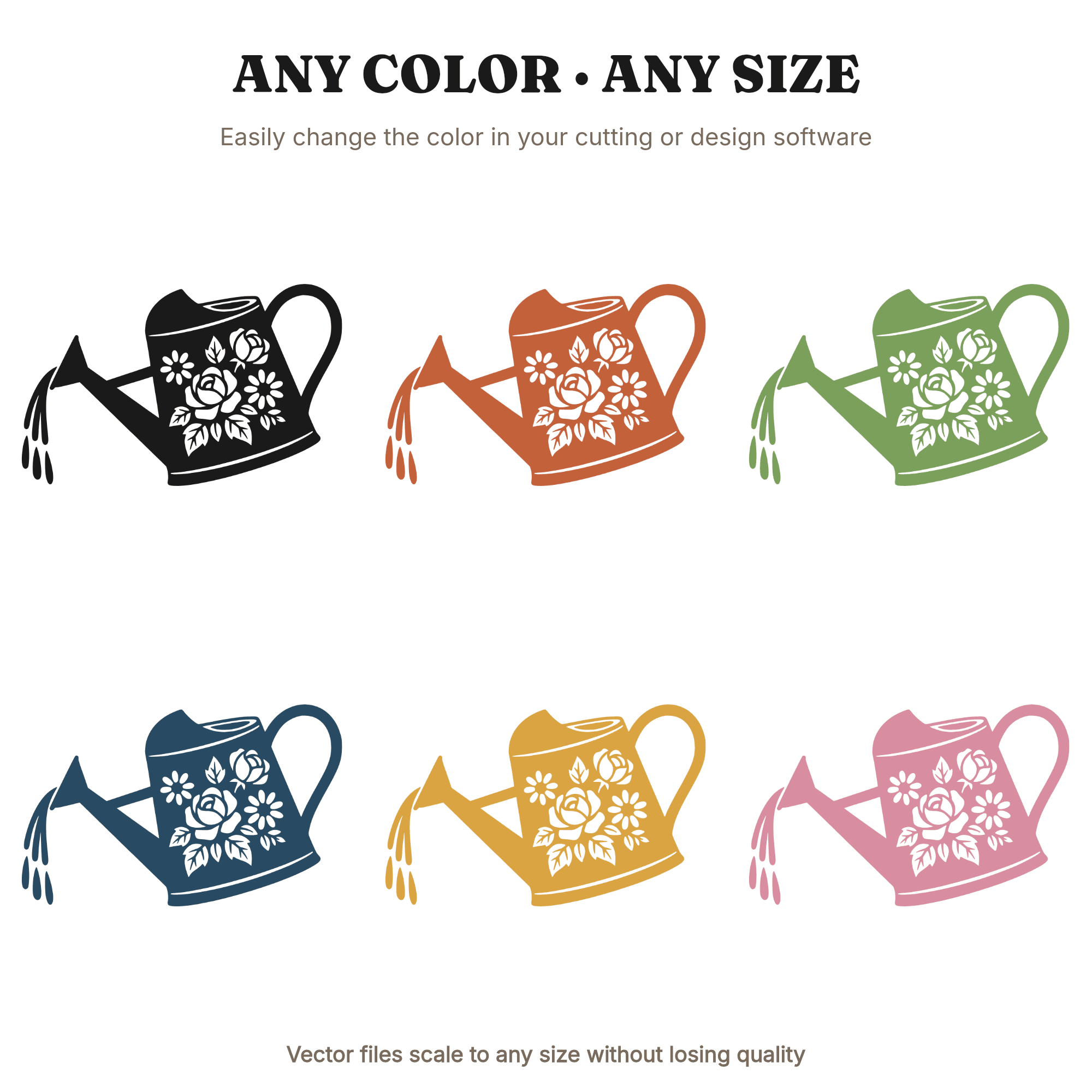 Vintage Watering Can SVG PNG, Garden Stream Floral Cottagecore Mothers Day Cut File for Cricut — view 3