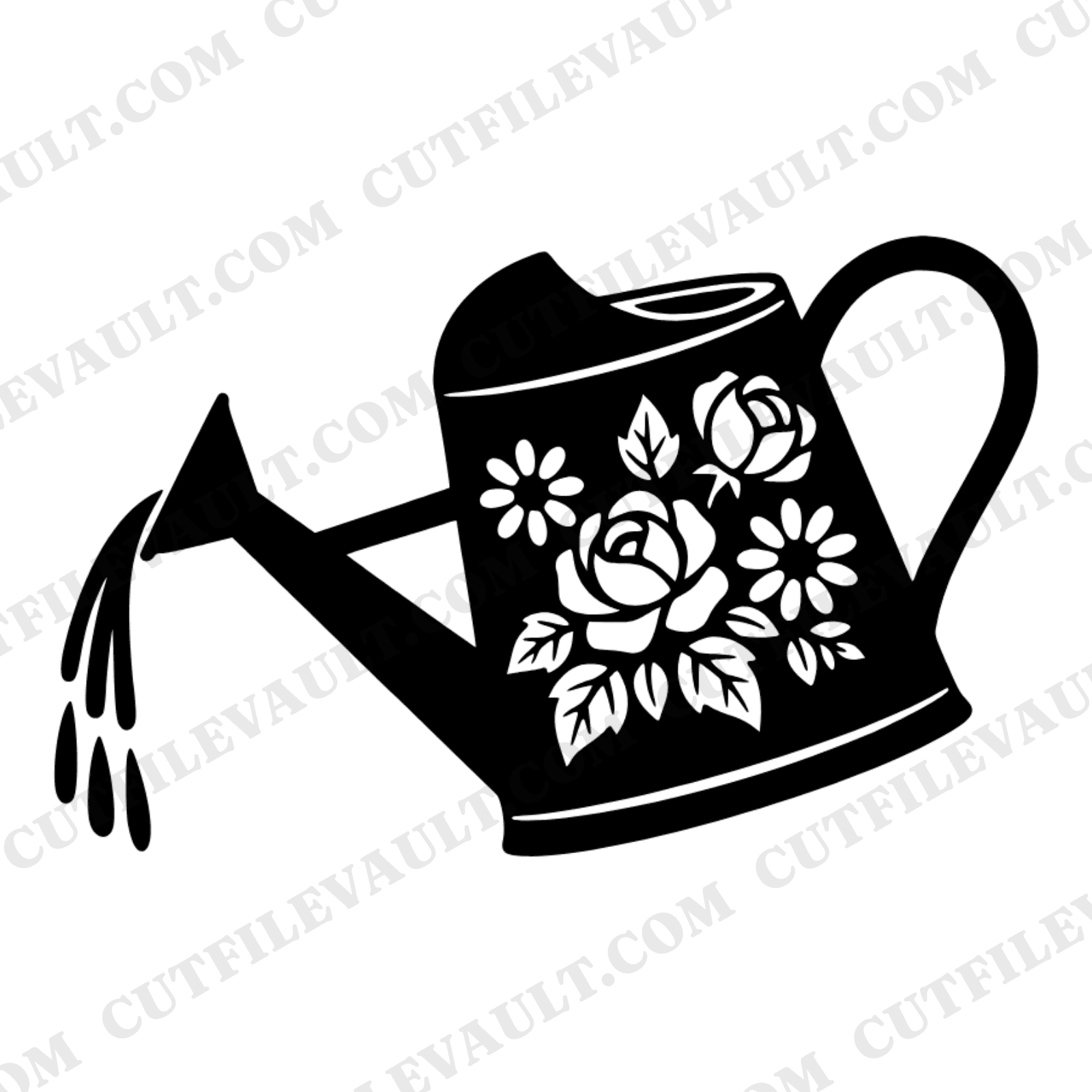 Vintage Watering Can SVG PNG, Garden Stream Floral Cottagecore Mothers Day Cut File for Cricut