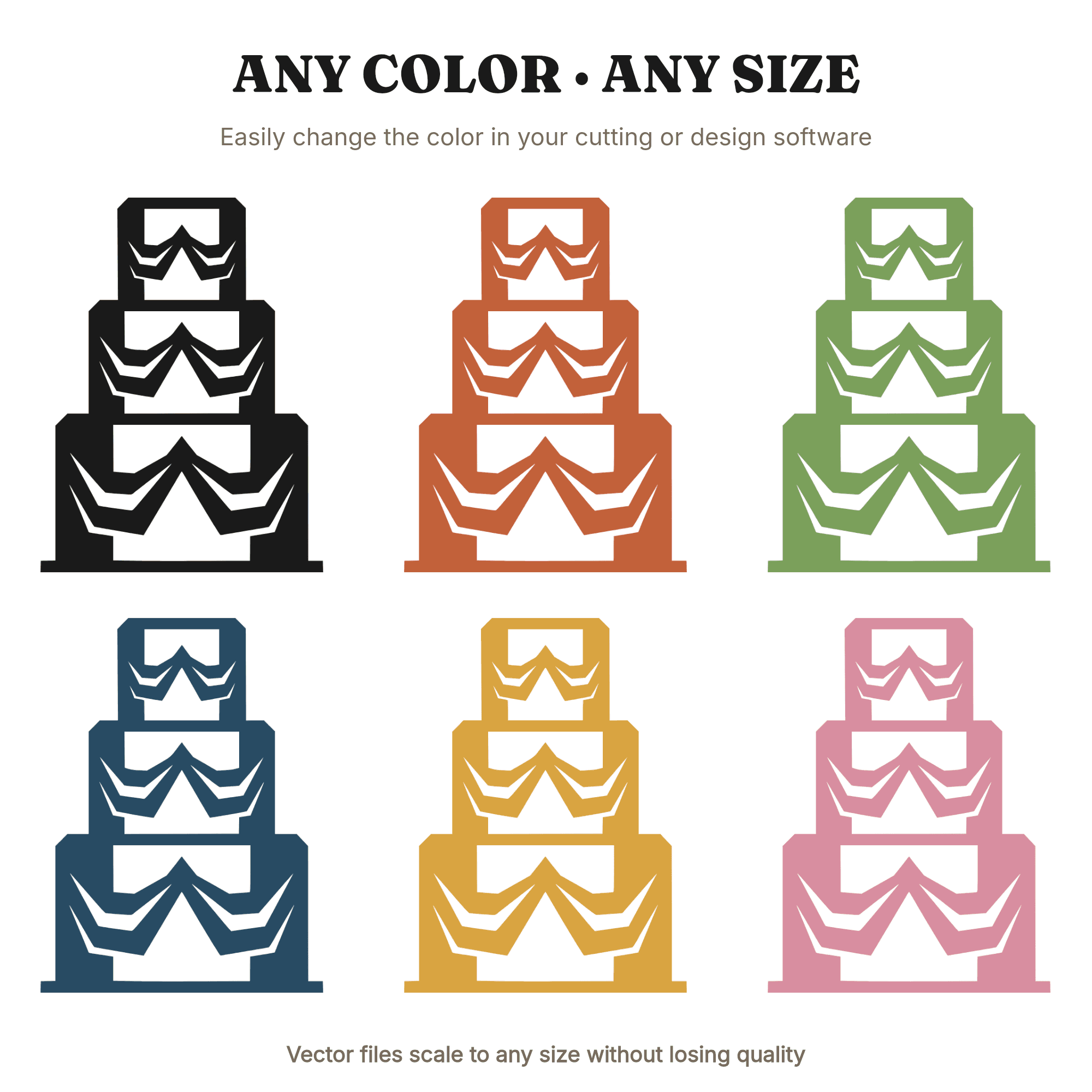 Brutalist Wedding Cake SVG PNG, Modern Geometric Three Tier Cake Cut File for Cricut — view 3