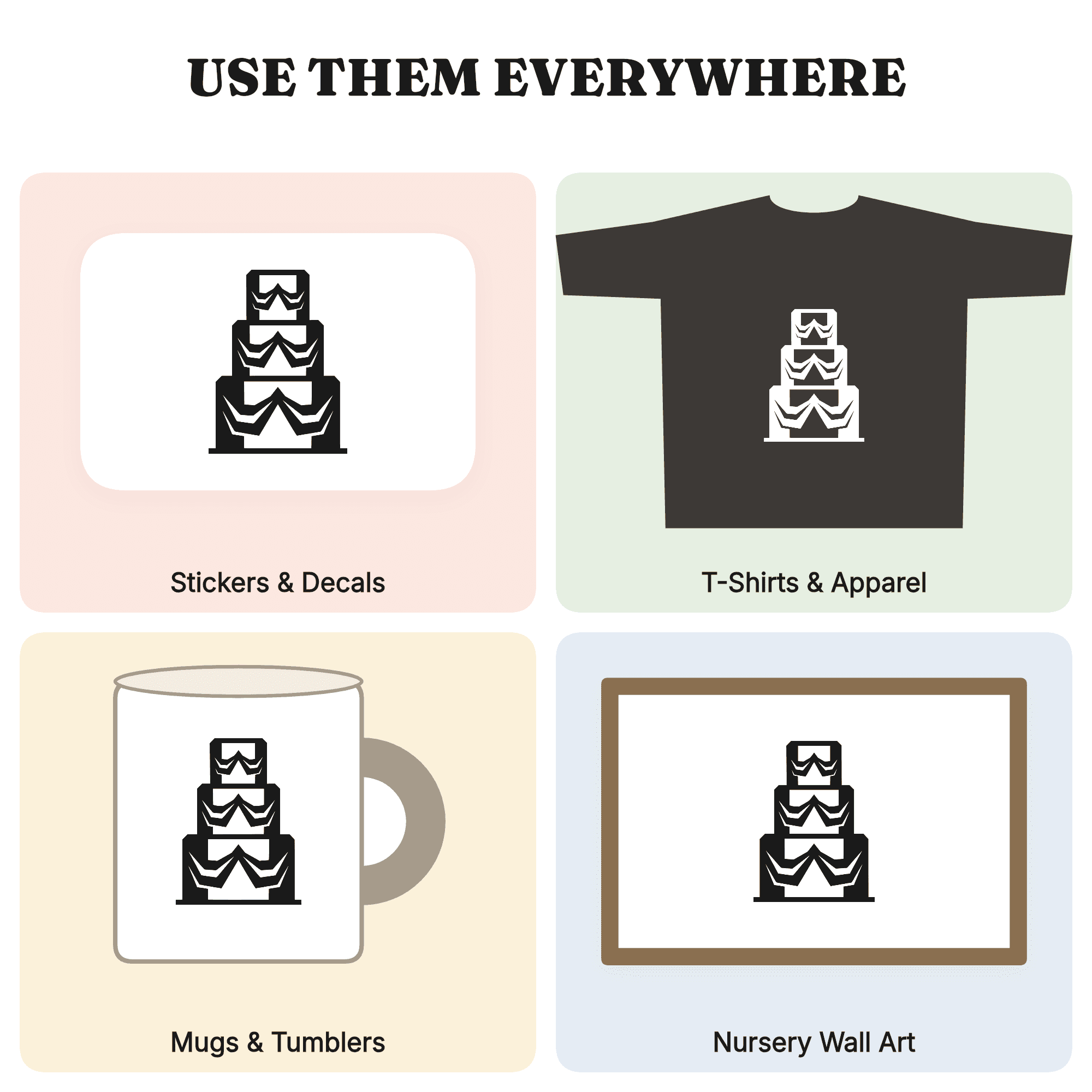 Brutalist Wedding Cake SVG PNG, Modern Geometric Three Tier Cake Cut File for Cricut — view 4