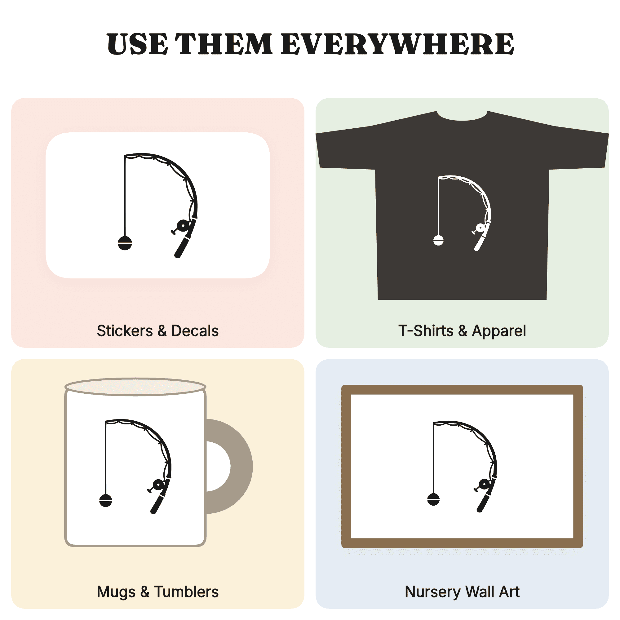 Art Deco Fishing Rod SVG PNG, Dynamic Cast Silhouette, Father's Day Gift, Outdoorsman Cut File — view 4