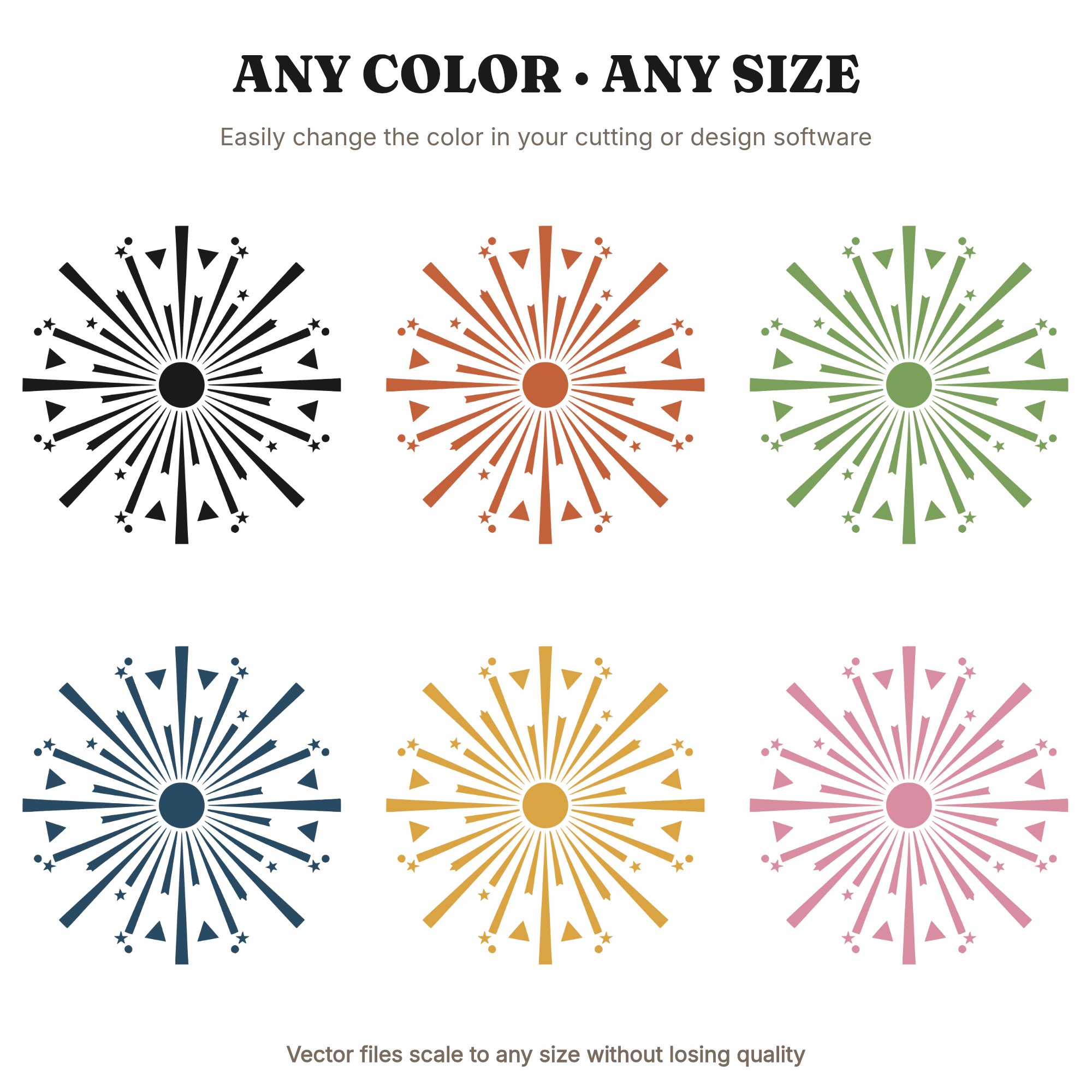 Mid-Century Firework Burst SVG PNG, Retro Starburst Explosion Cut File, 4th of July Clipart Design — view 3
