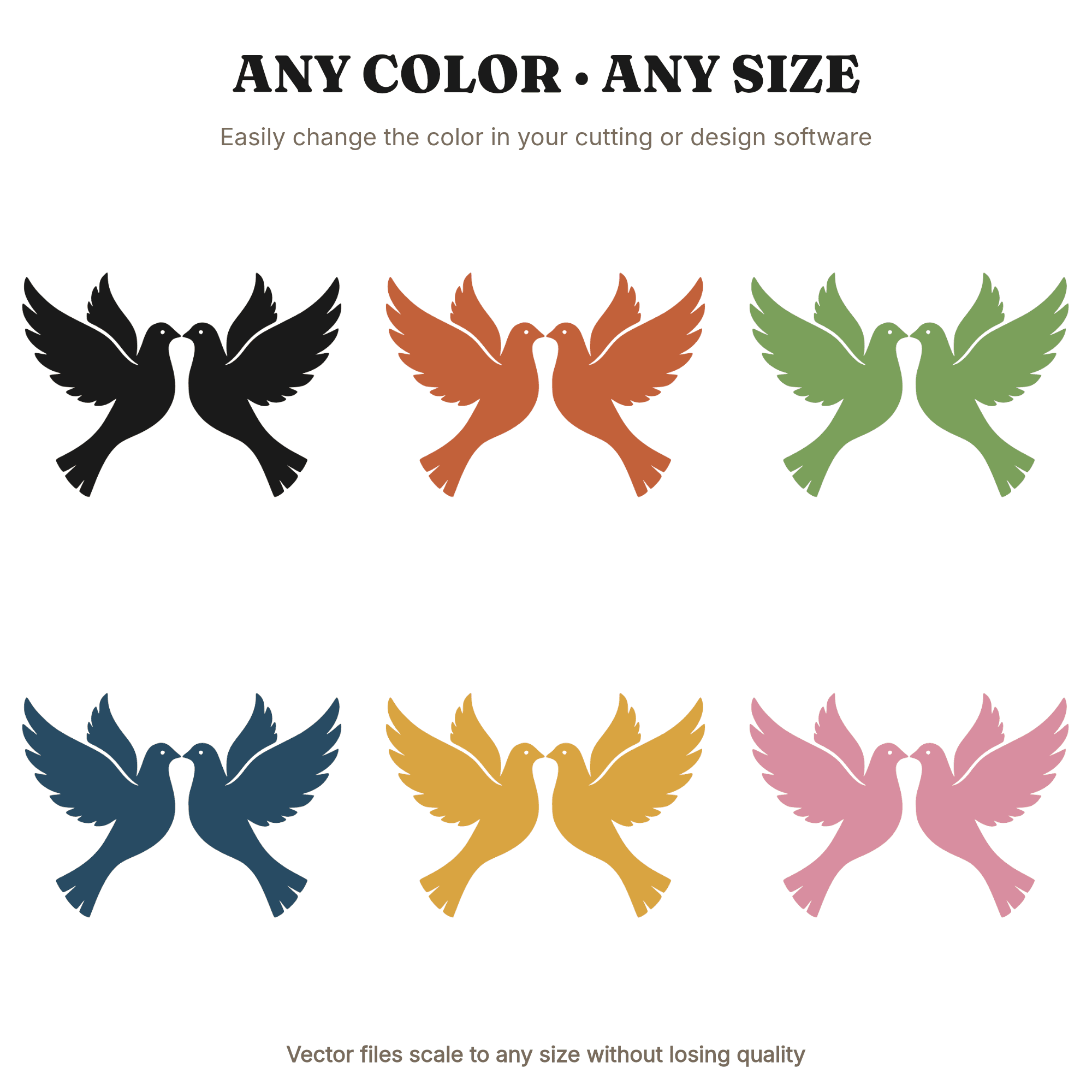 Wedding Doves Heart SVG PNG, Love Birds Silhouette Cut File, Romantic Wedding Invitation Clipart — view 3