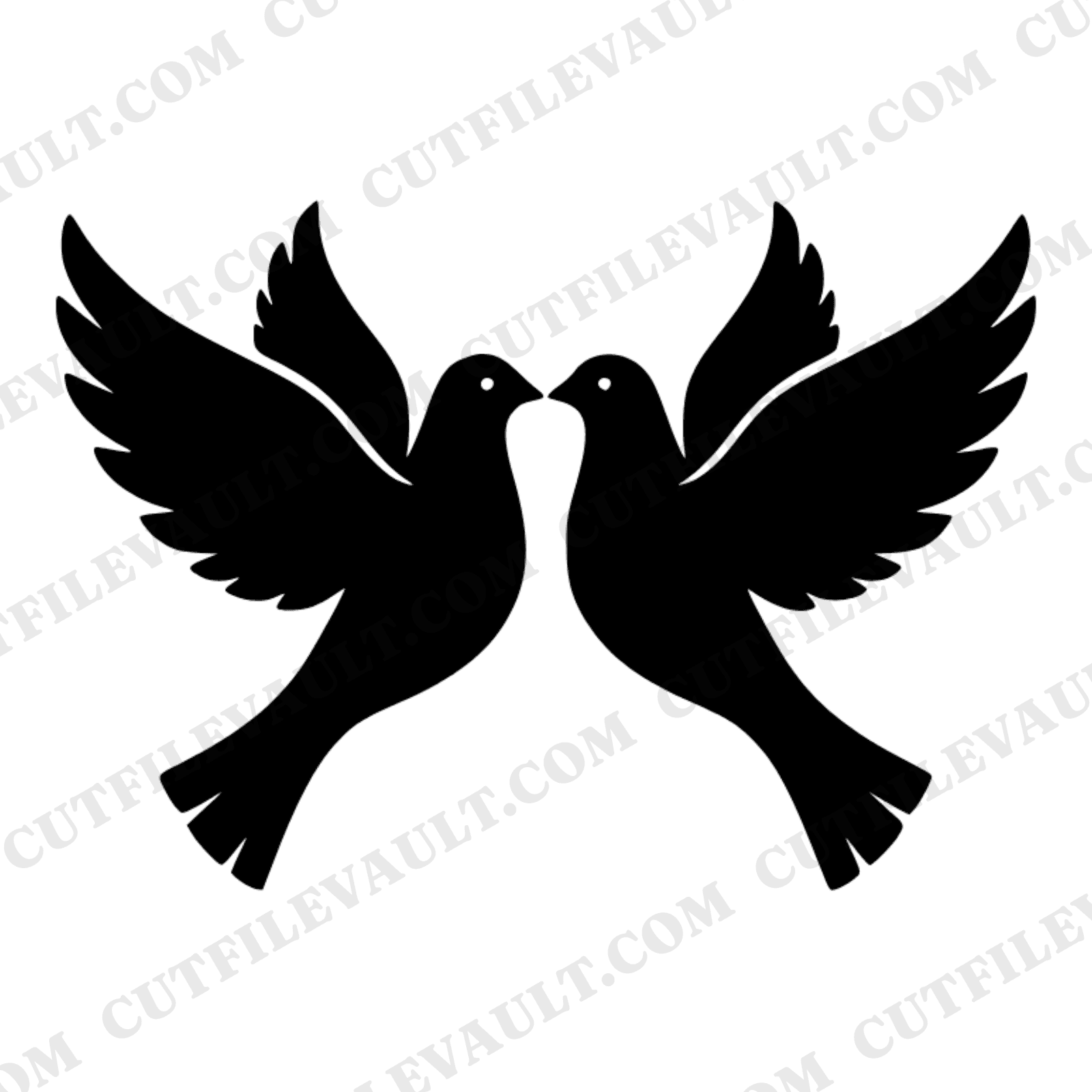 Wedding Doves Heart SVG PNG, Love Birds Silhouette Cut File, Romantic Wedding Invitation Clipart