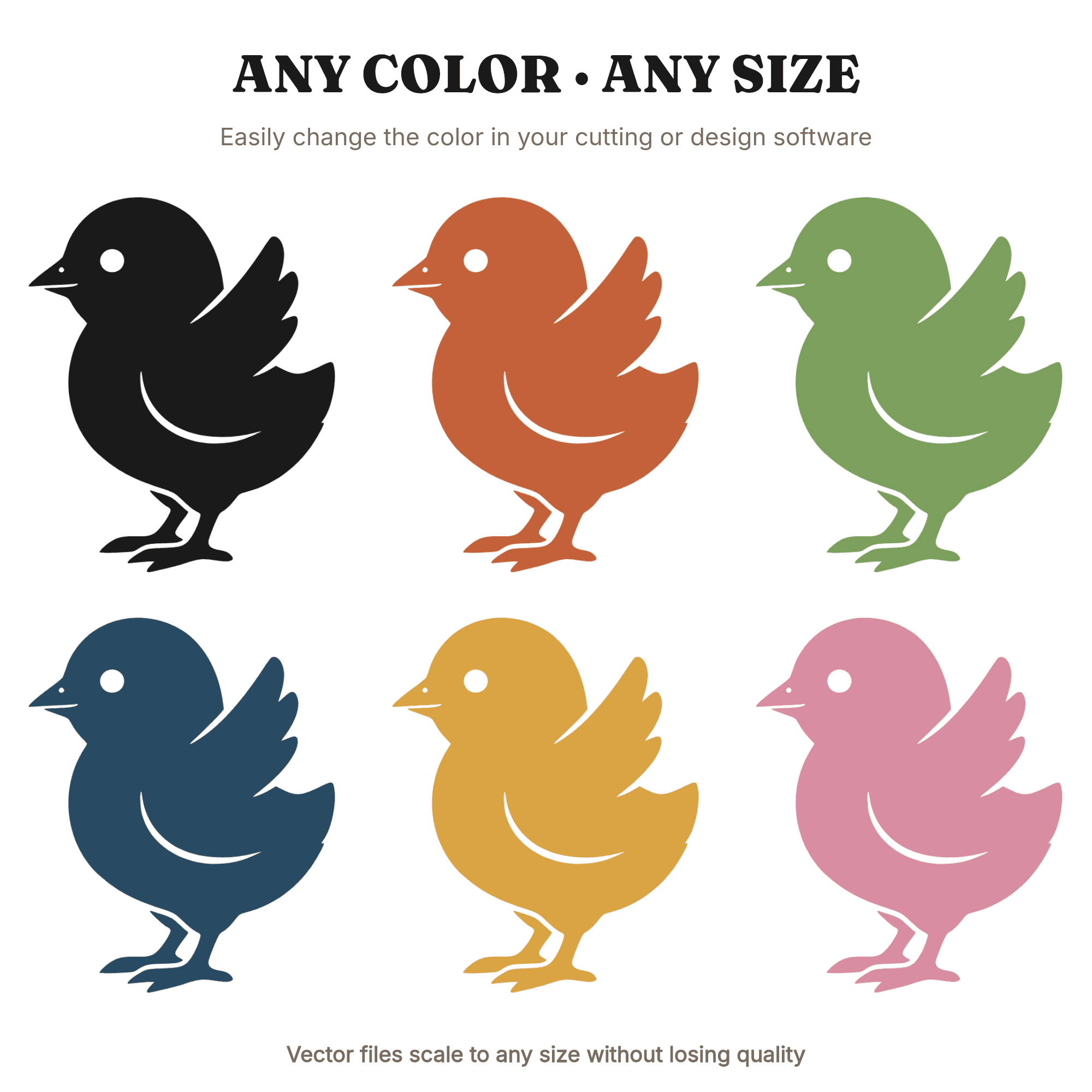 Baby Chick Waving SVG PNG, Earth Day Chick Cut File, Spring Bird Silhouette for Cricut — view 3