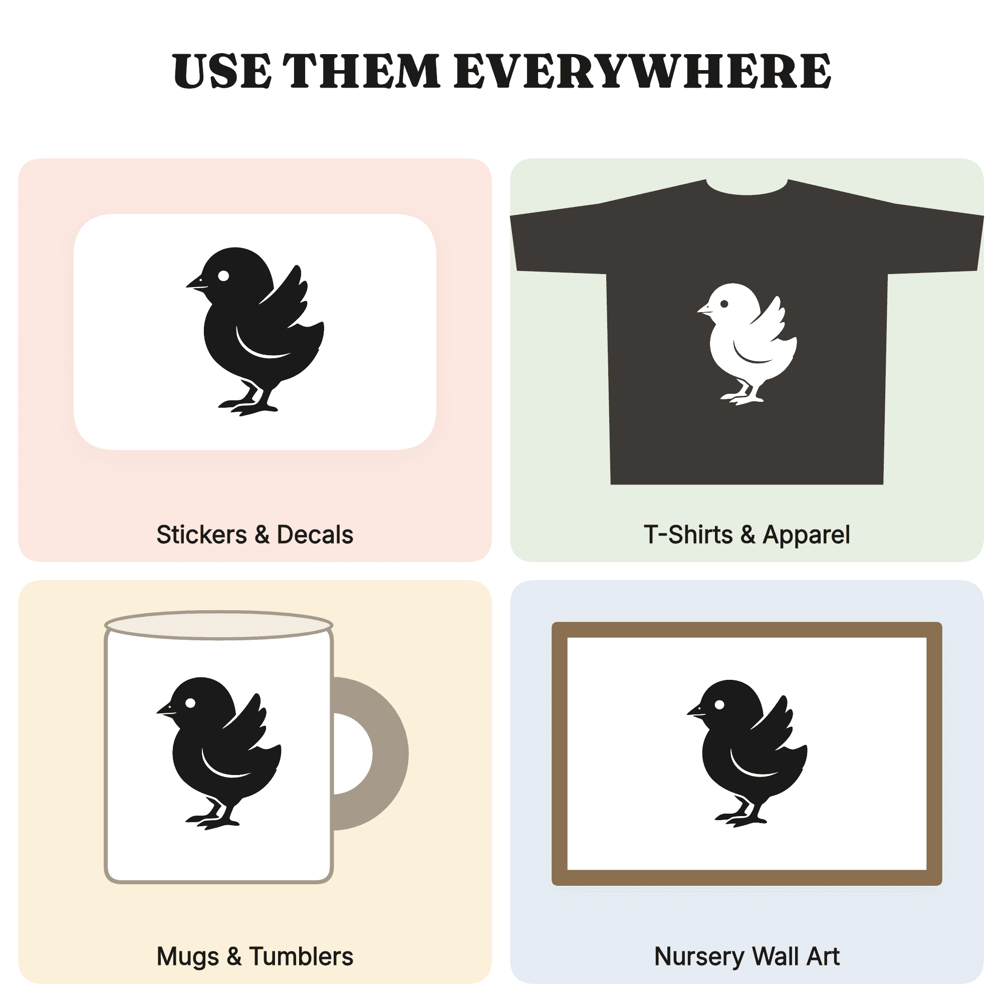 Baby Chick Waving SVG PNG, Earth Day Chick Cut File, Spring Bird Silhouette for Cricut — view 4
