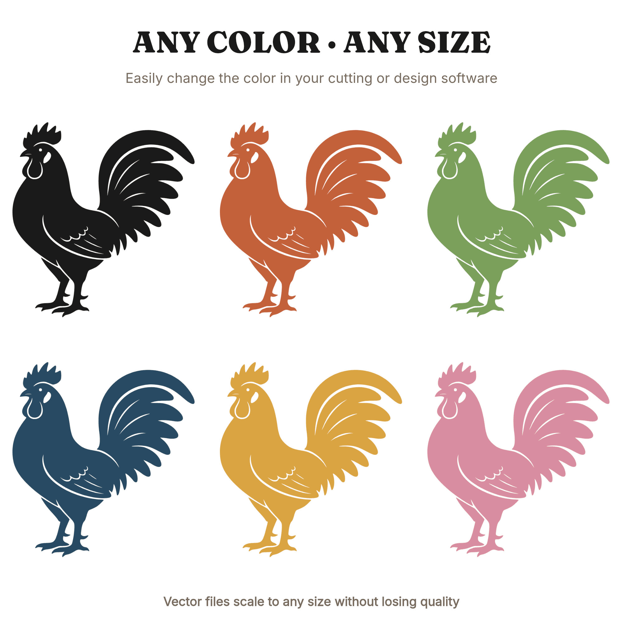 Proud Rooster SVG PNG Father's Day Silhouette Cut File Mid Century Design Farmhouse Decor — view 3