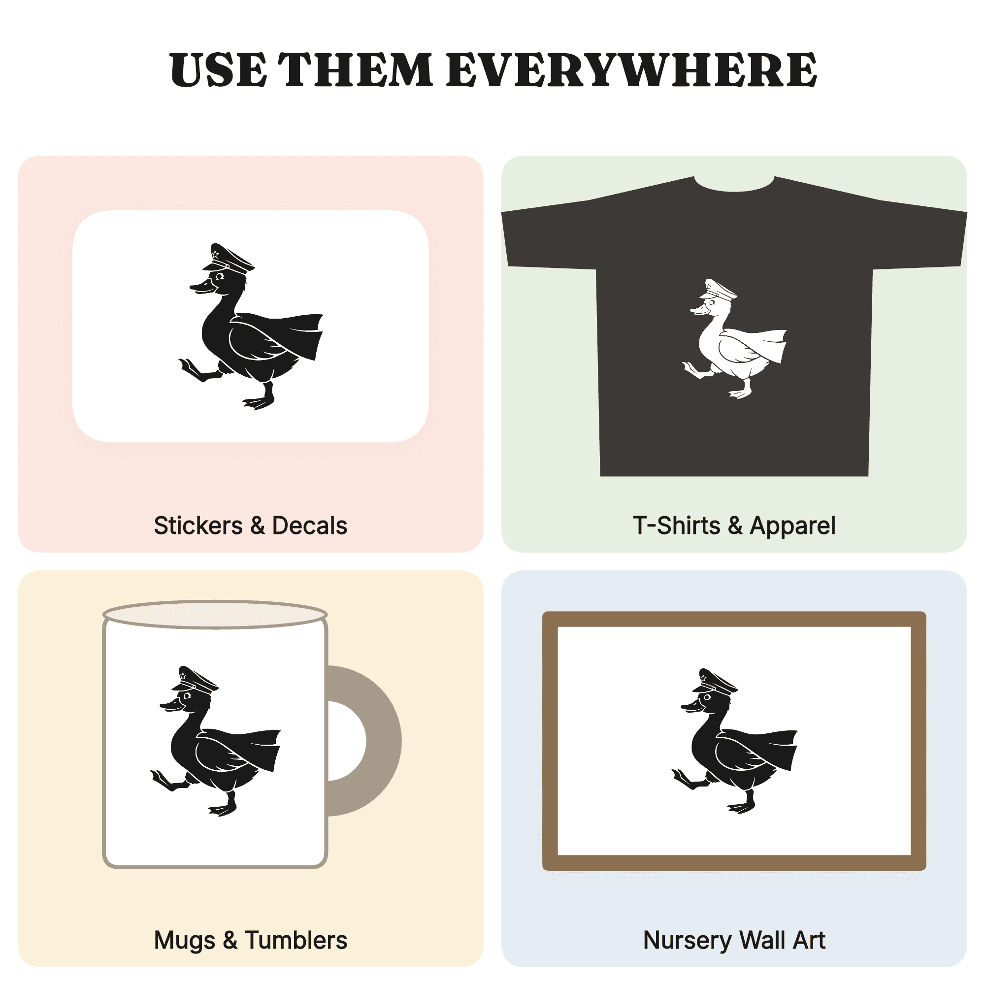 Art Deco Duckling SVG PNG, Patriotic Marching Duck Cut File, Independence Day 4th of July Design — view 4