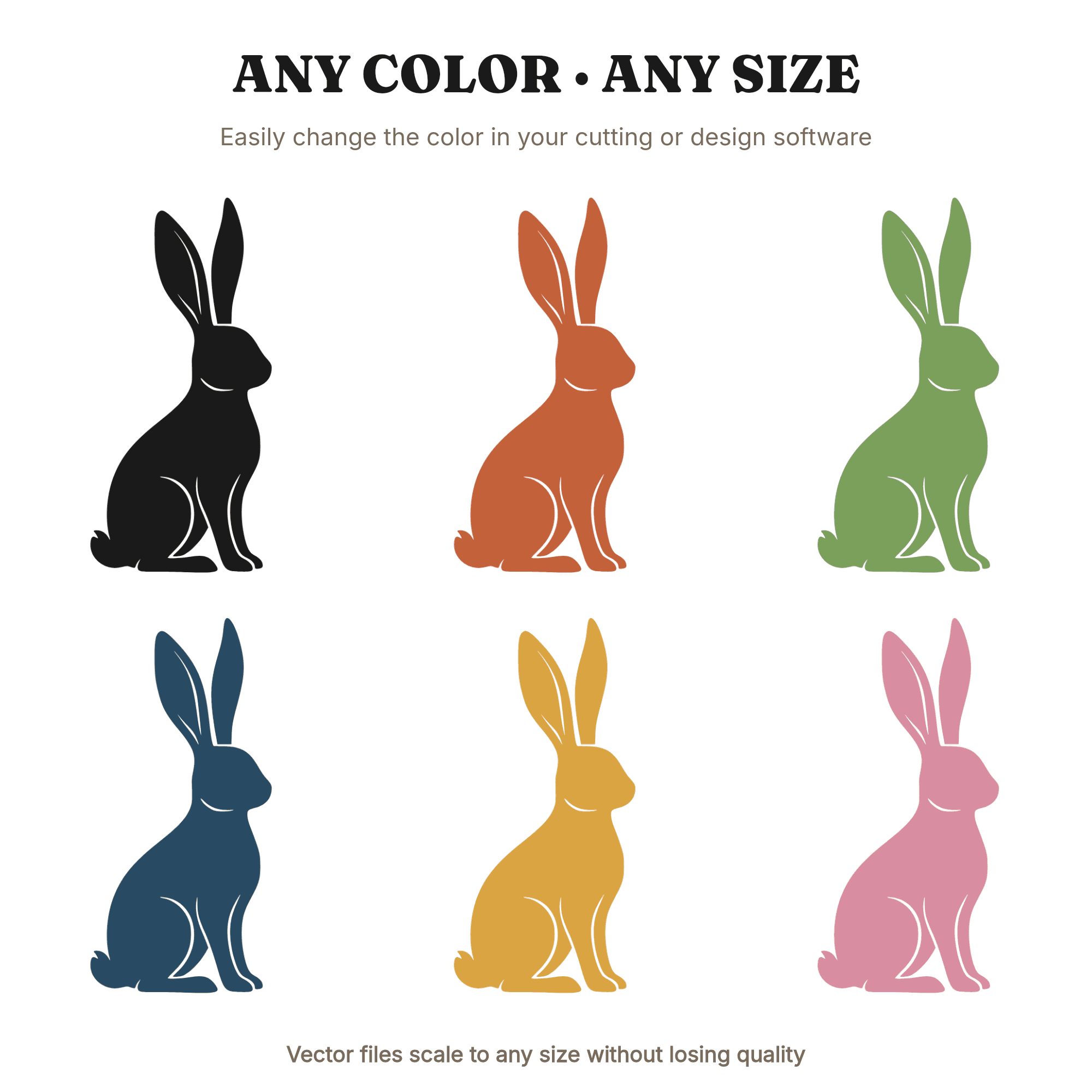 Celestial Garden Bunny SVG PNG, Mystical Rabbit Silhouette Alert Pose, Upright Bunny Cut File — view 3