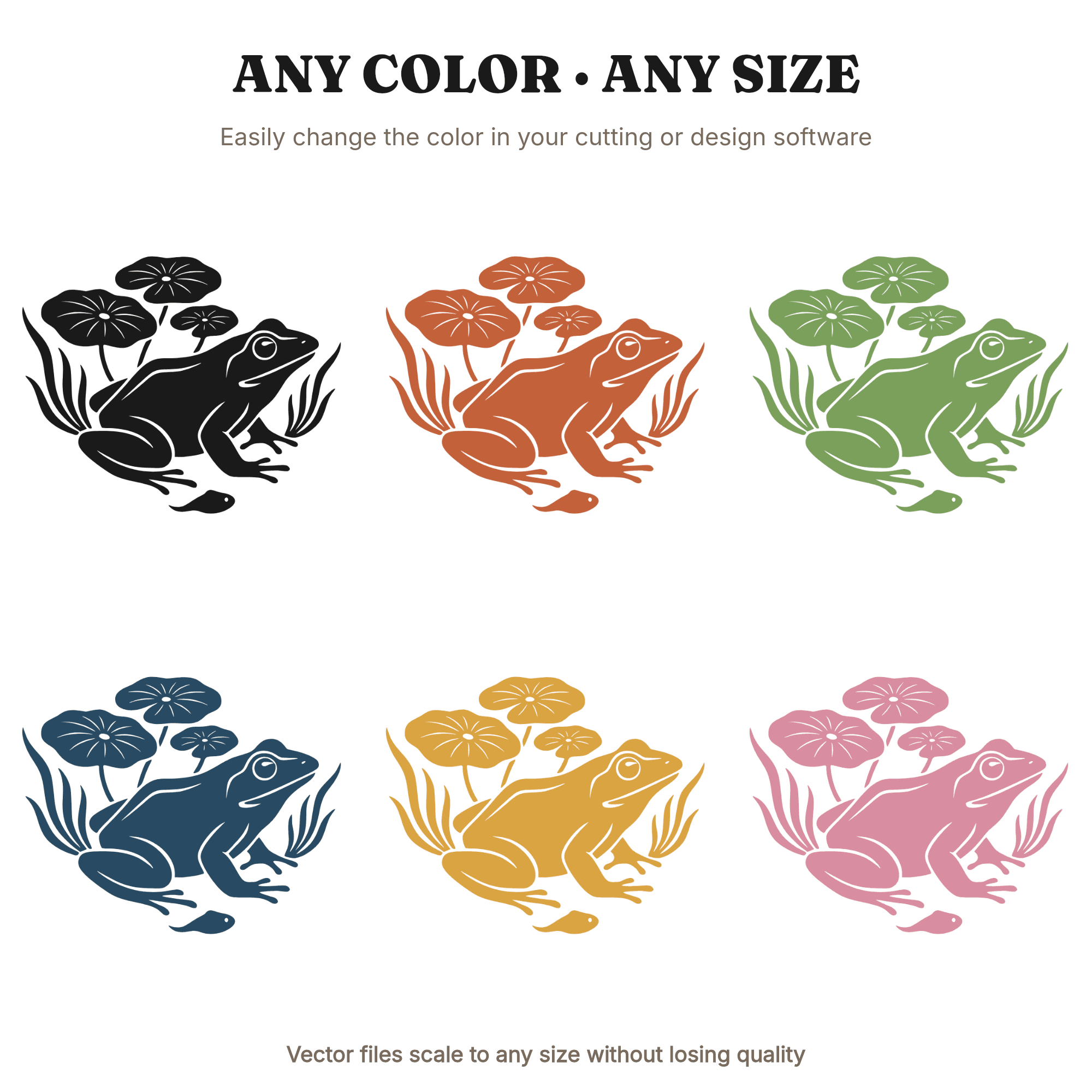 Mother Frog and Tadpole SVG PNG, Vintage Botanical Silhouette, Mother's Day Cut File, Nature Mom — view 3