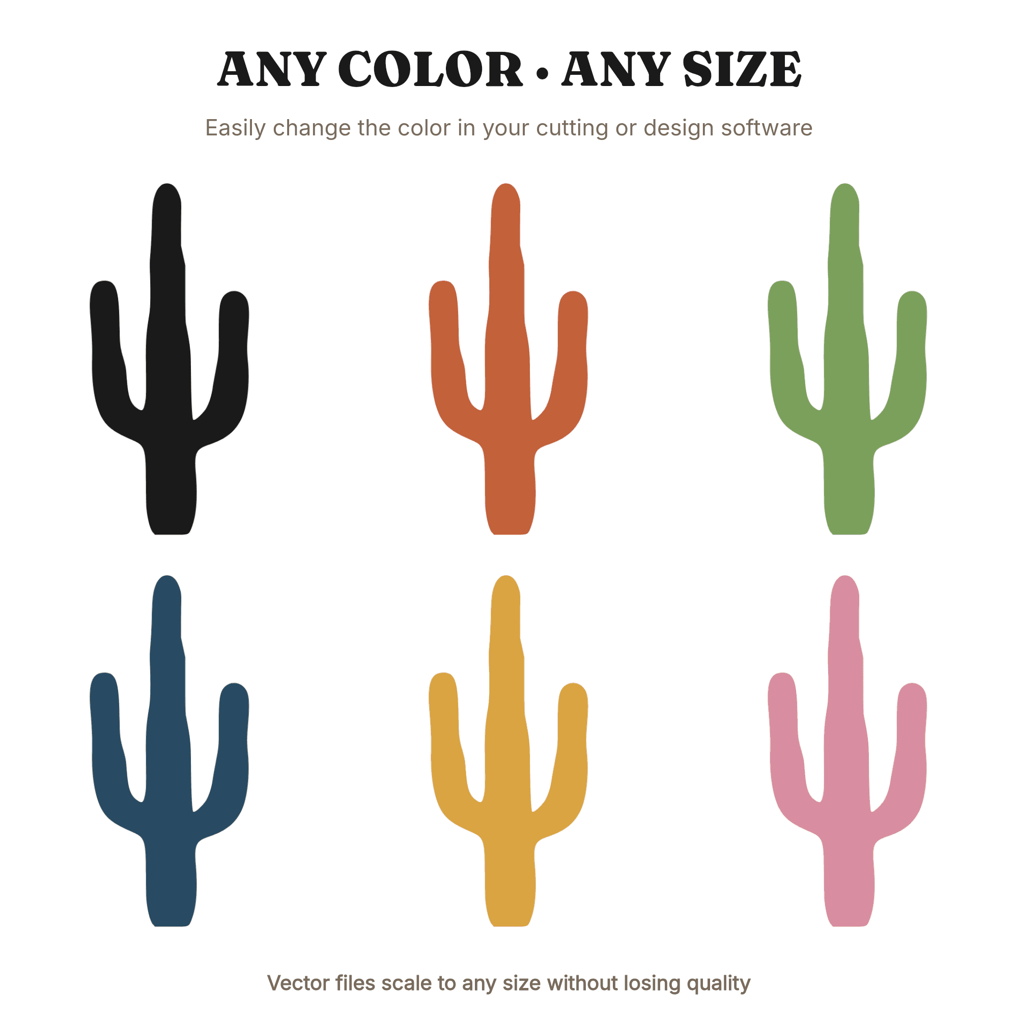 Retro Saguaro Cactus SVG PNG, 70s Desert Cut File, Cinco de Mayo Decor, Three Arm Cactus Silhouette — view 3