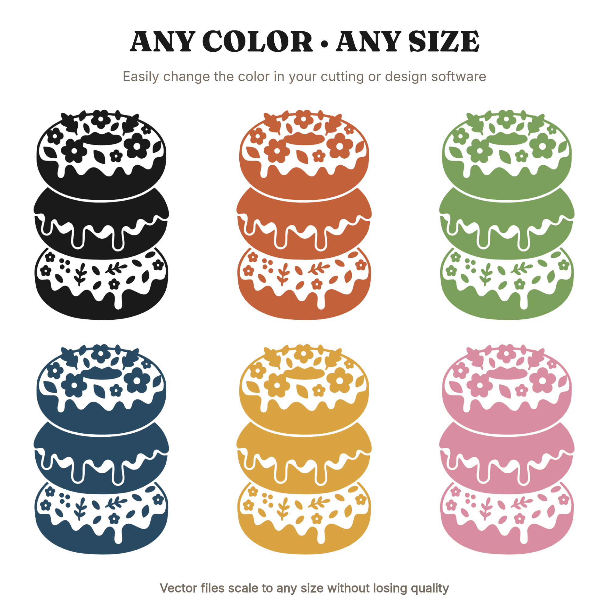 Cottagecore Floral Donut Tower SVG PNG, National Donut Day Cut File, Whimsical Donut Stack Design — view 3