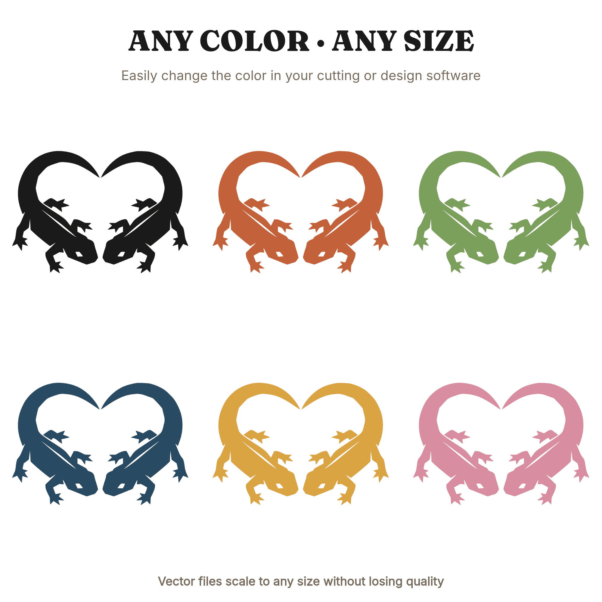 Newt Love Heart Wedding SVG PNG, Geometric Animal Silhouette Cut File, Modern Brutalist Decor — view 3
