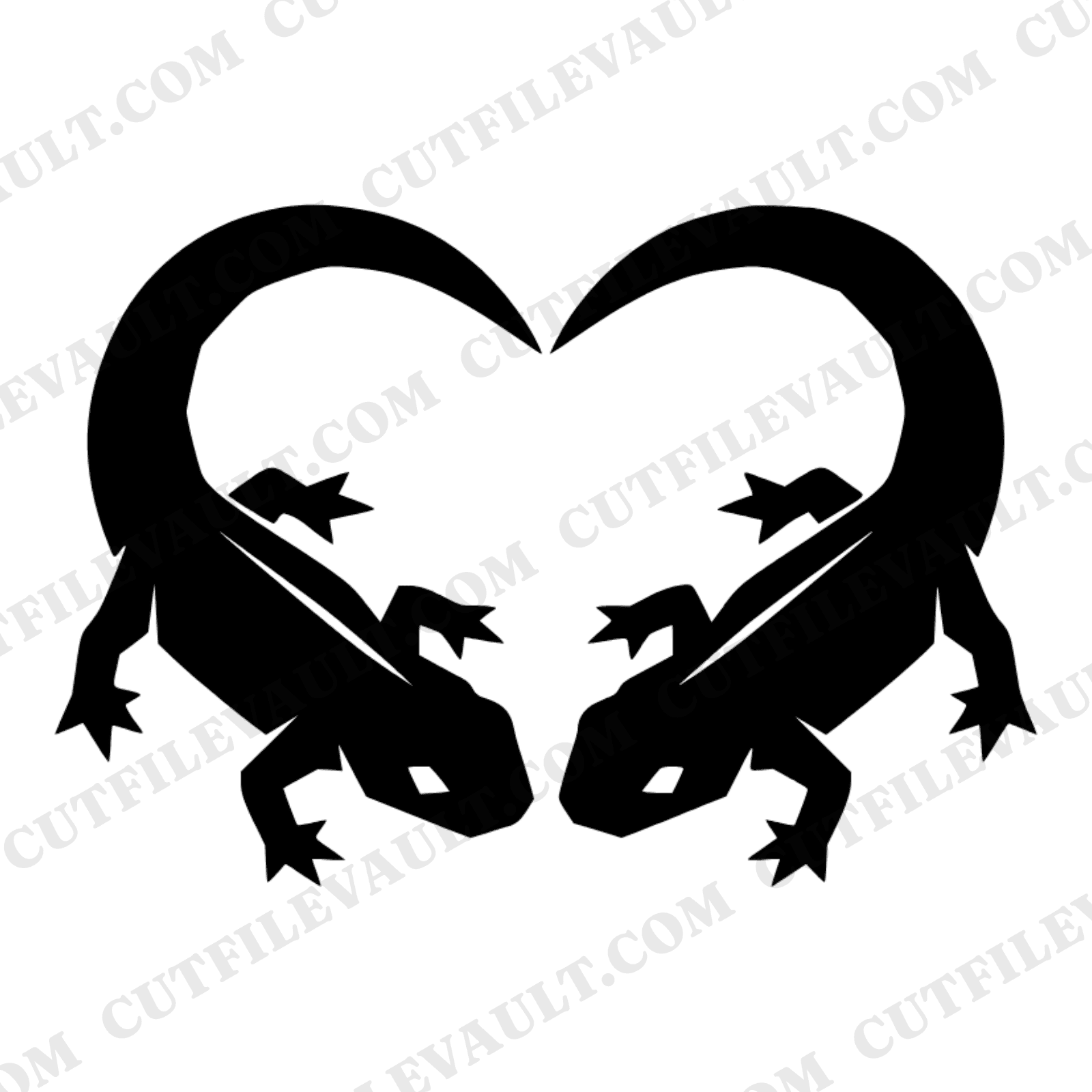 Newt Love Heart Wedding SVG PNG, Geometric Animal Silhouette Cut File, Modern Brutalist Decor