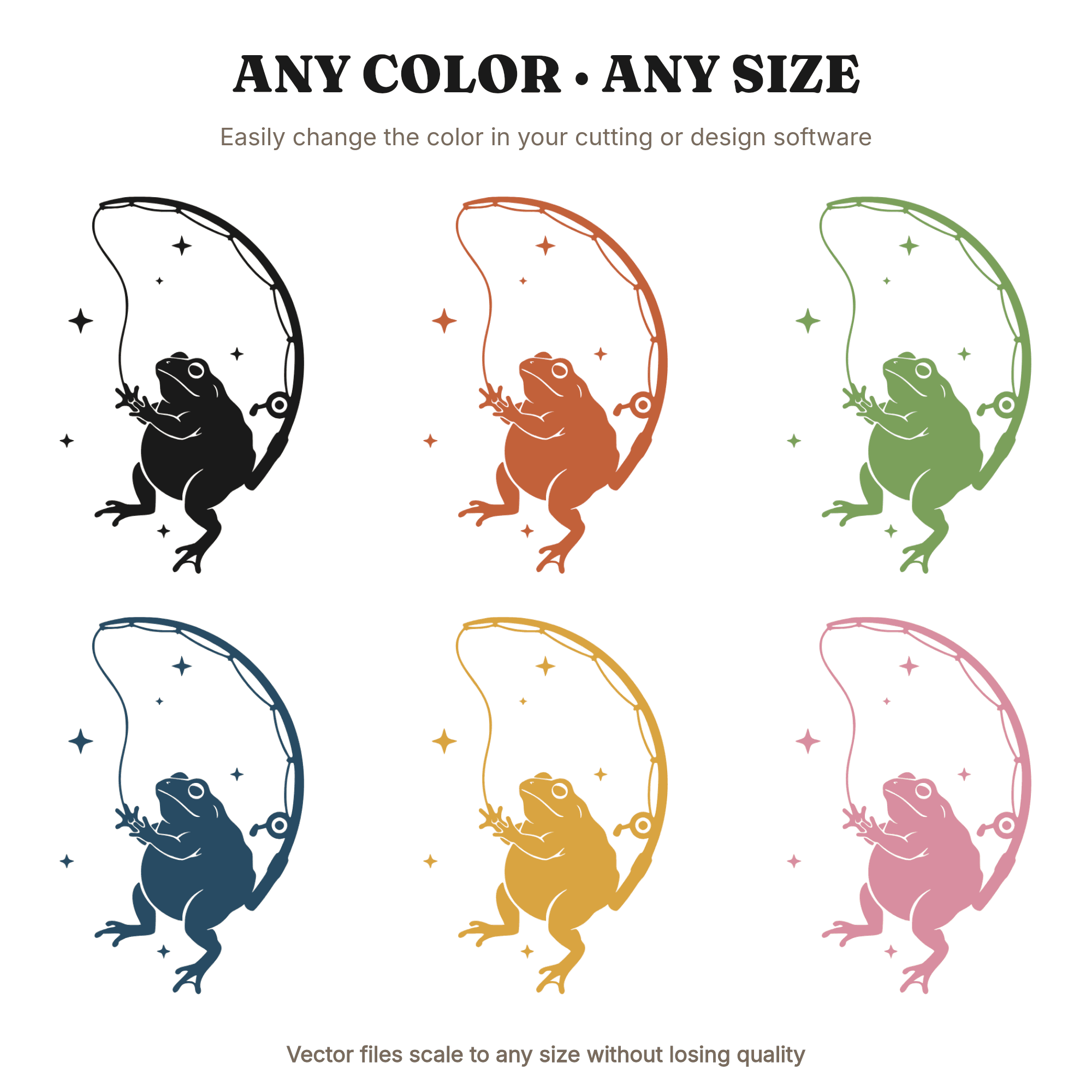 Celestial Fisherman Toad Crescent Moon SVG PNG, Mystical Father's Day Fishing Pole Cut File — view 3