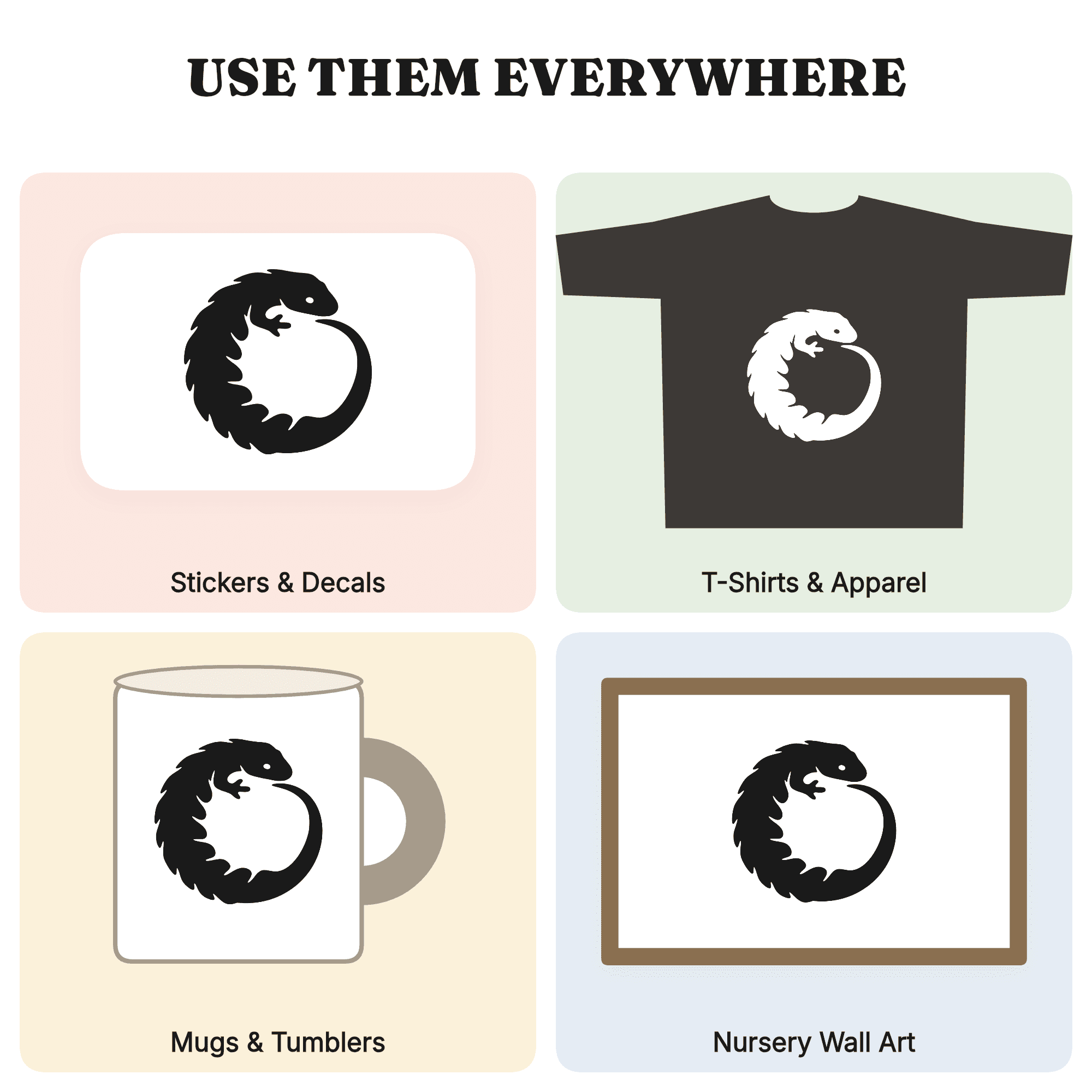 Summer Solstice Salamander Wreath SVG PNG, Circular Mystical Lizard Cut File, Abstract Seasonal Design — view 4