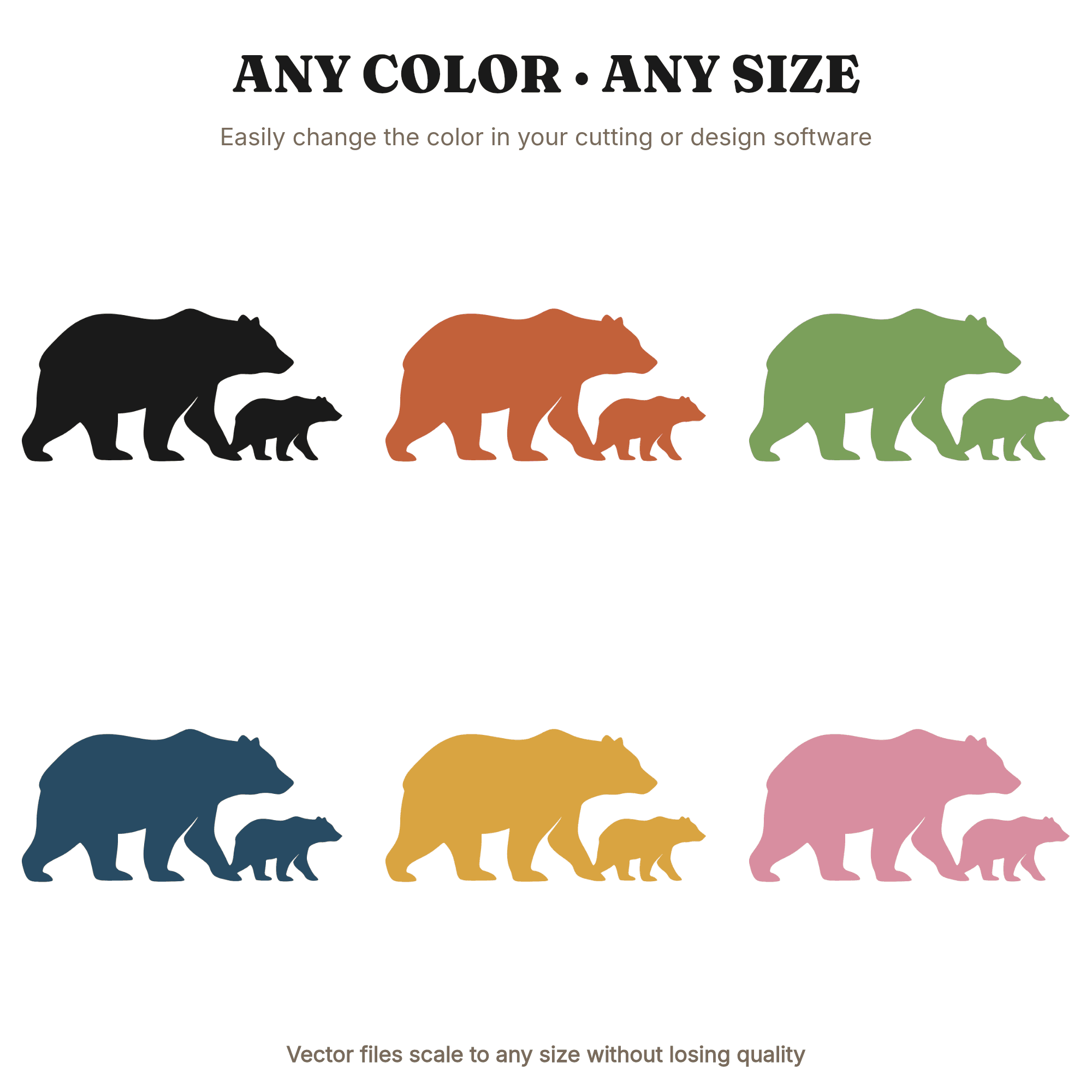 Mama Bear and Cub SVG PNG Silhouette Cut File Mother's Day Abstract Blob Design for Cricut — view 3