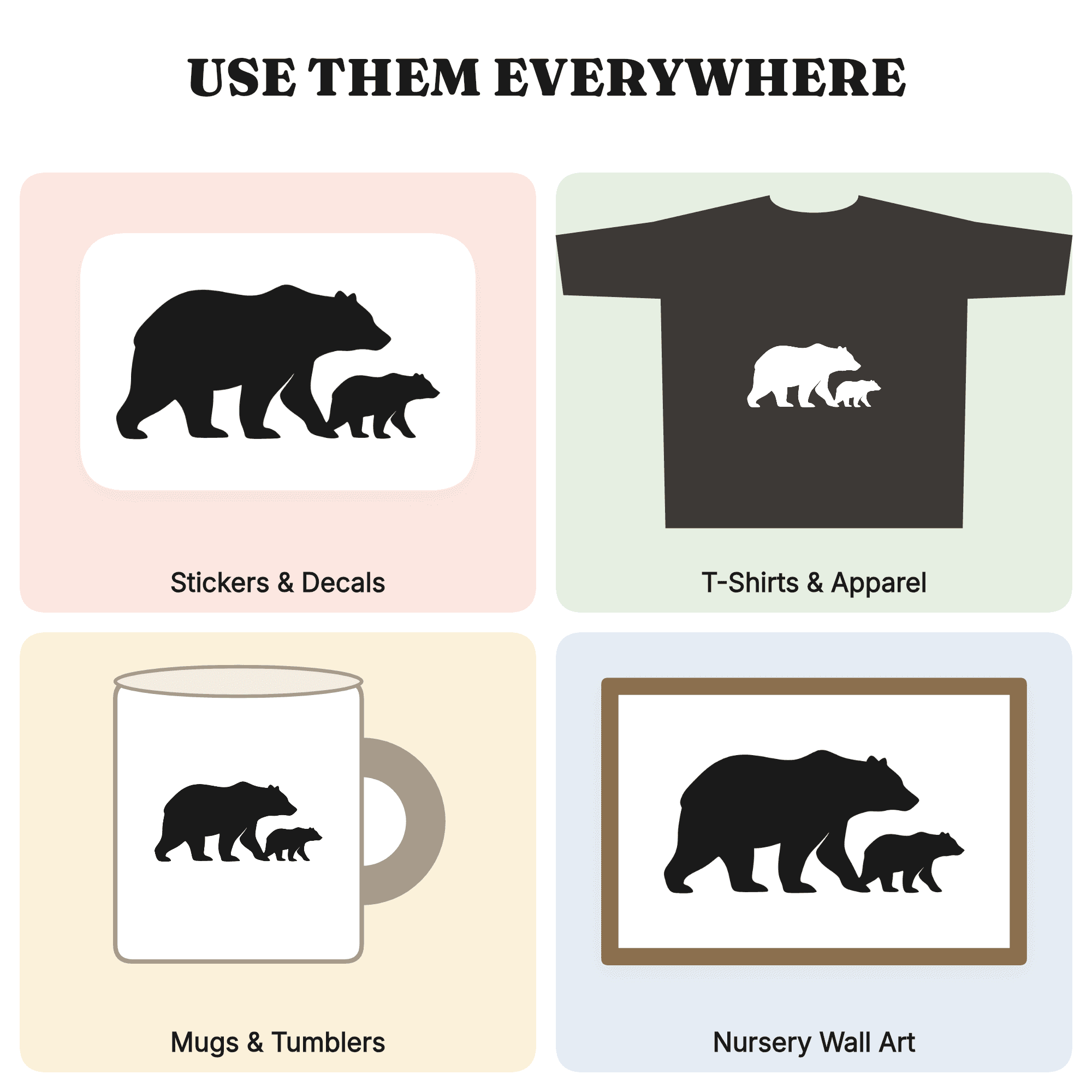 Mama Bear and Cub SVG PNG Silhouette Cut File Mother's Day Abstract Blob Design for Cricut — view 4