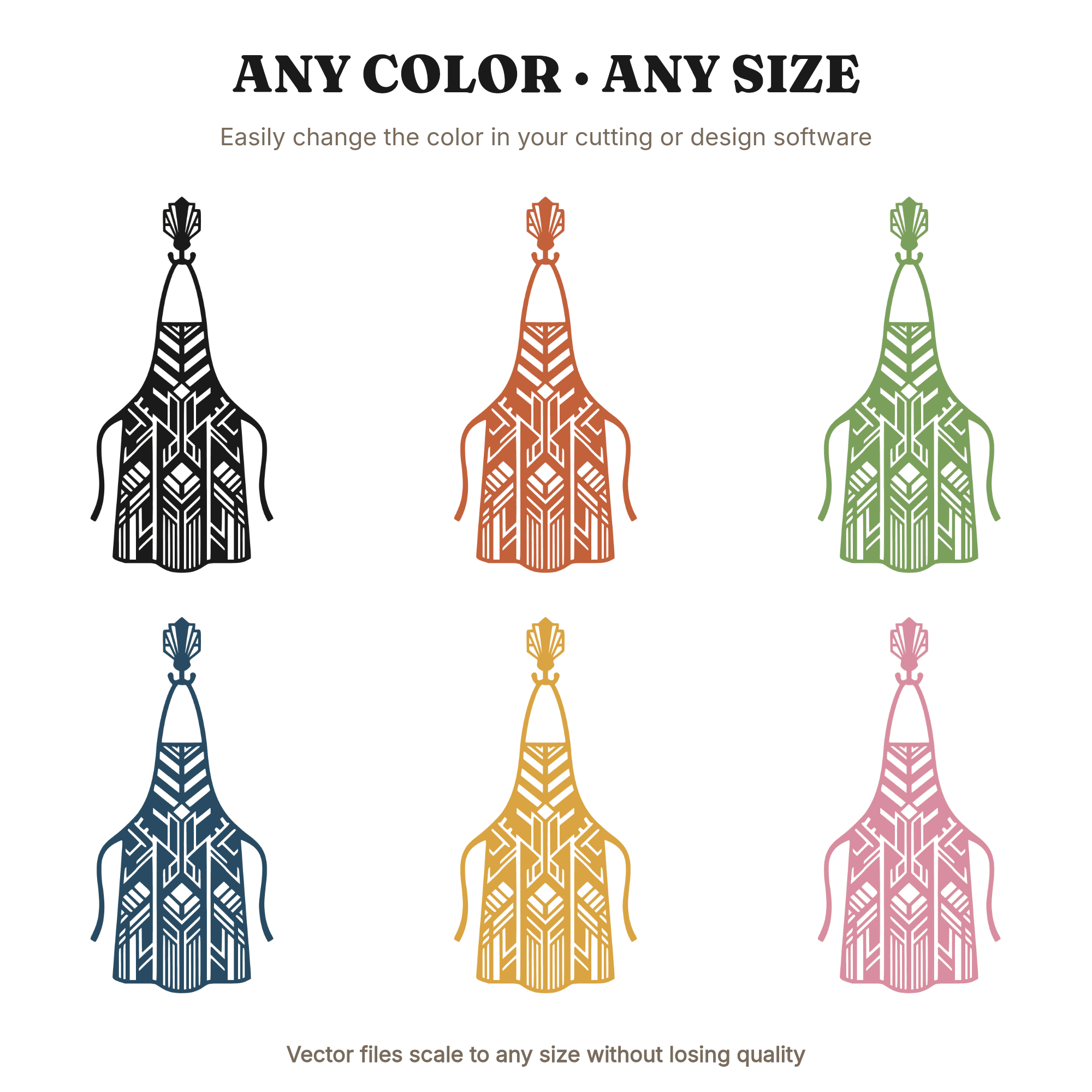 Art Deco Apron SVG PNG, Kitchen Apron on Hook Cut File, Mothers Day SVG, Cooking Mom Gift — view 3