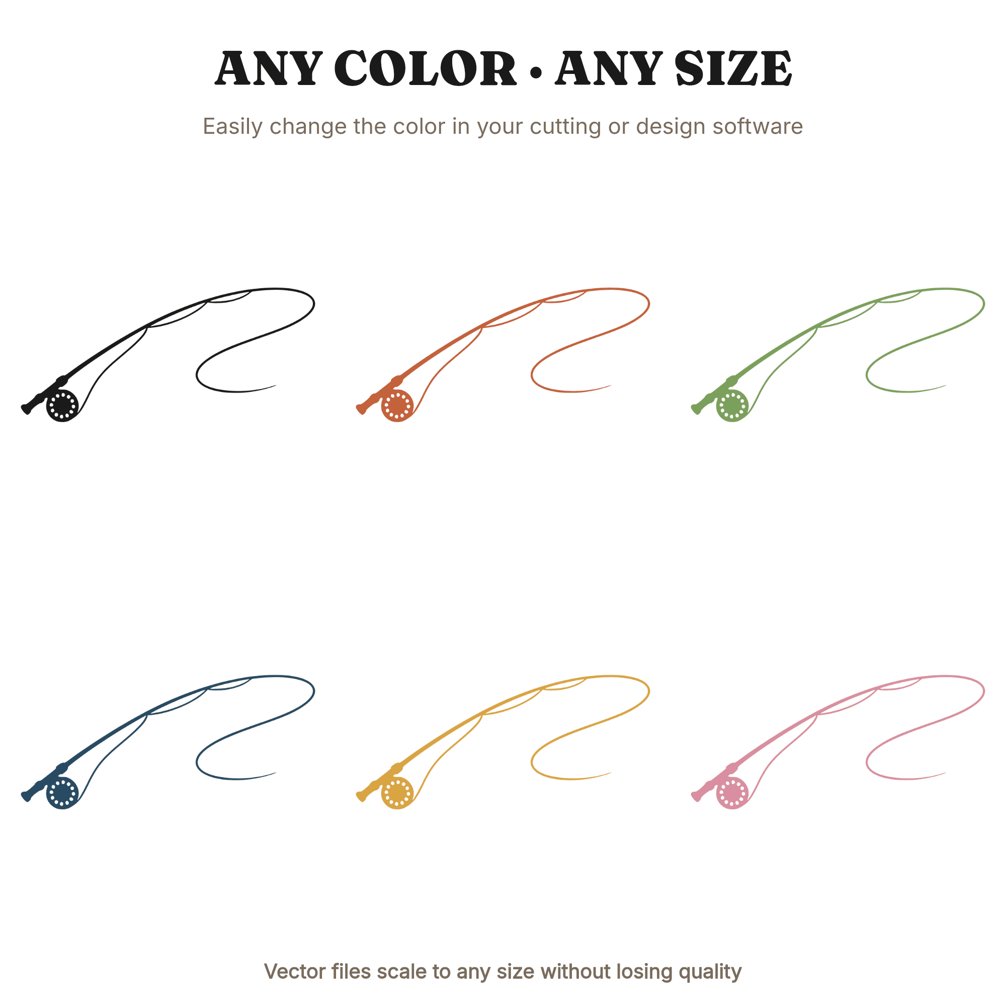 Fly Fishing Rod SVG PNG Mid Cast Arc Father's Day Gift Dad Fisherman Outdoor Cut File — view 3