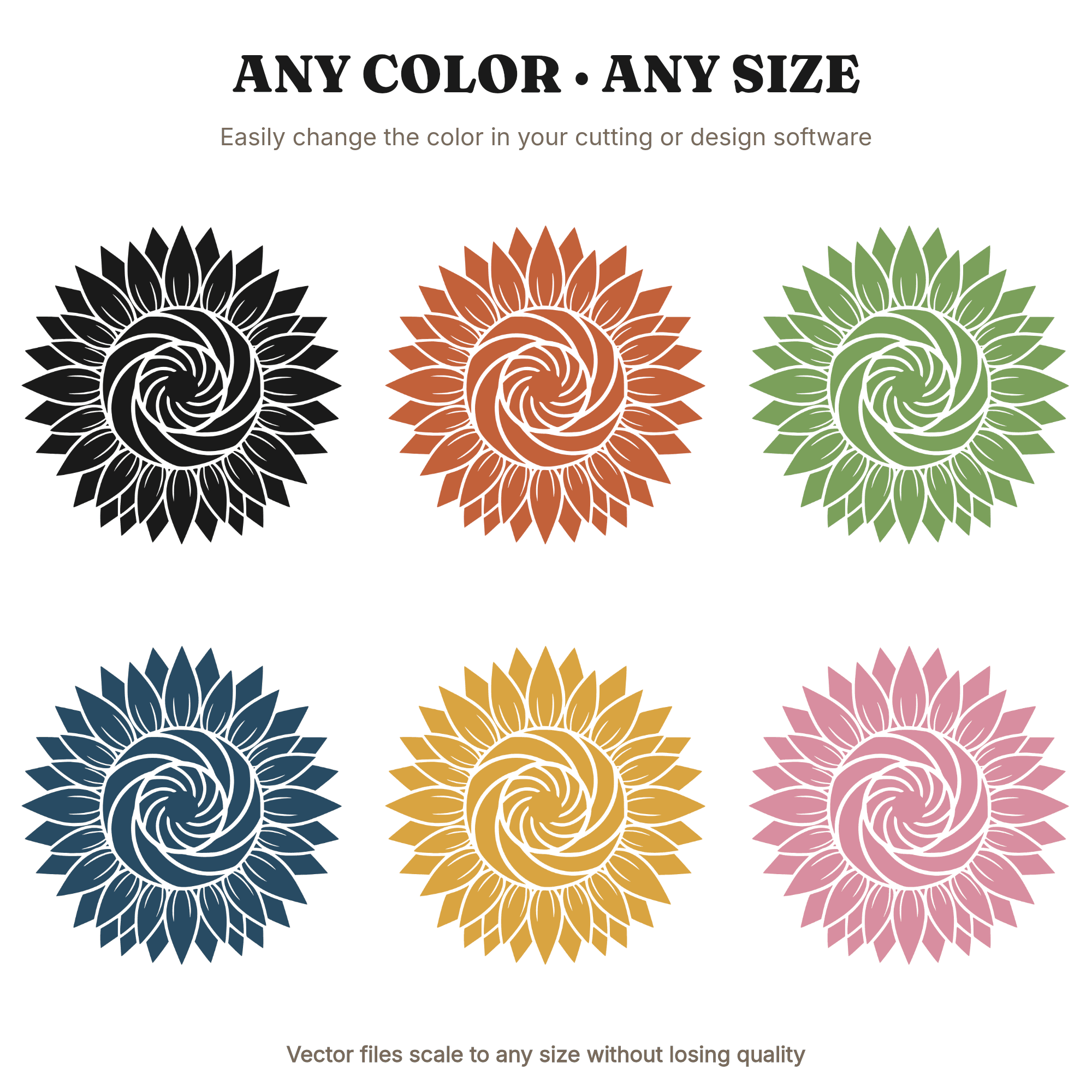 Celestial Sunflower SVG PNG, Summer Solstice Sunflower Top View, Mystical Bohemian Flower Cut File — view 3