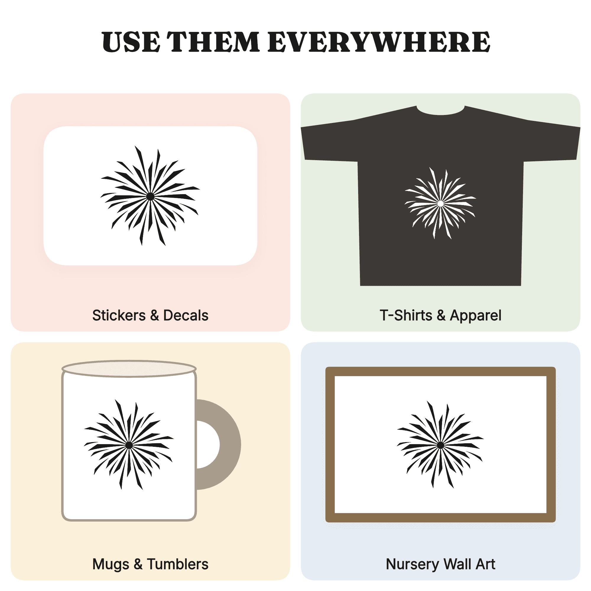 Firework Explosion SVG PNG, Fourth of July Starburst Cut File, Patriotic Fireworks Silhouette Design — view 4