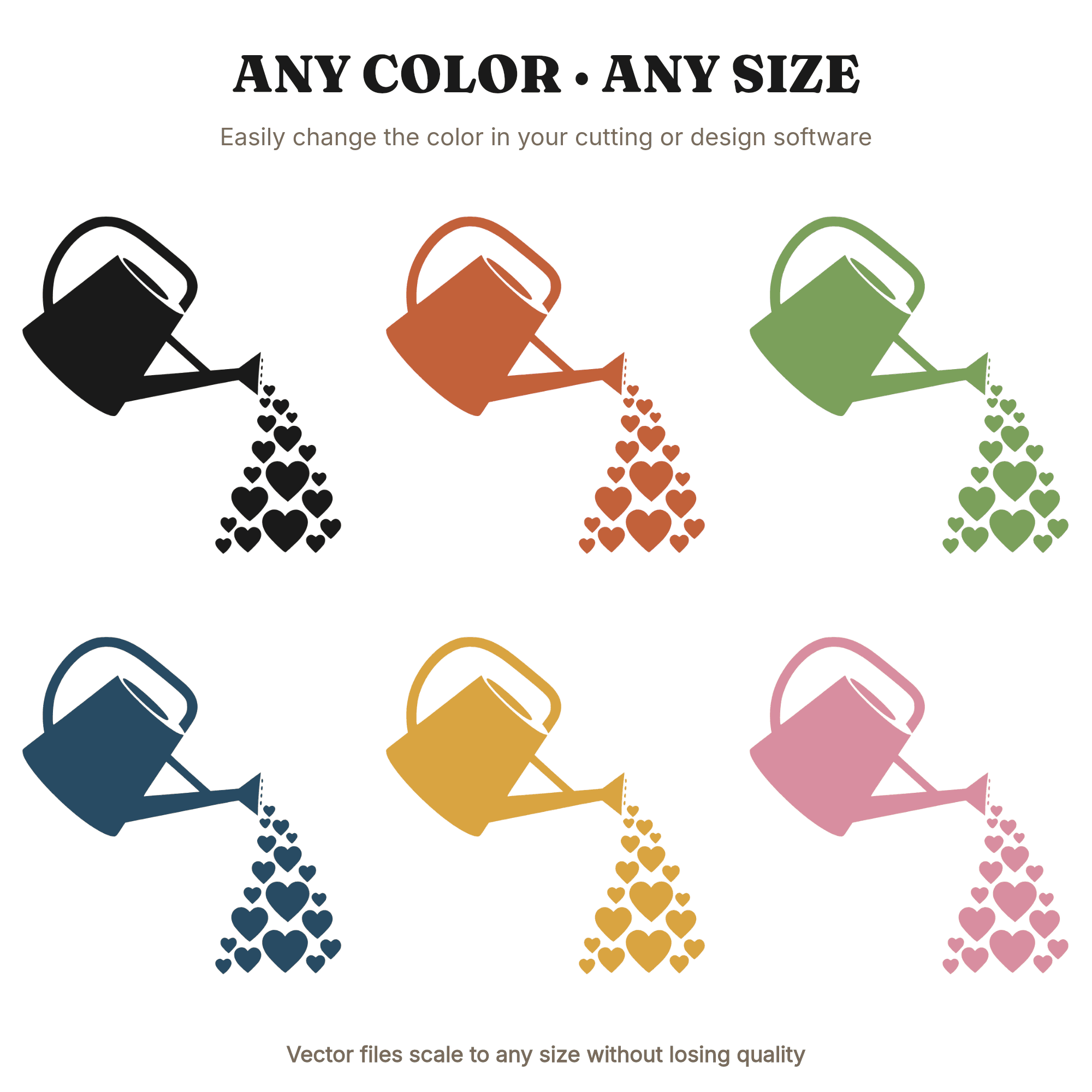 Watering Can Pouring Hearts SVG PNG Mother's Day Cut File Scandinavian Line Art Design — view 2