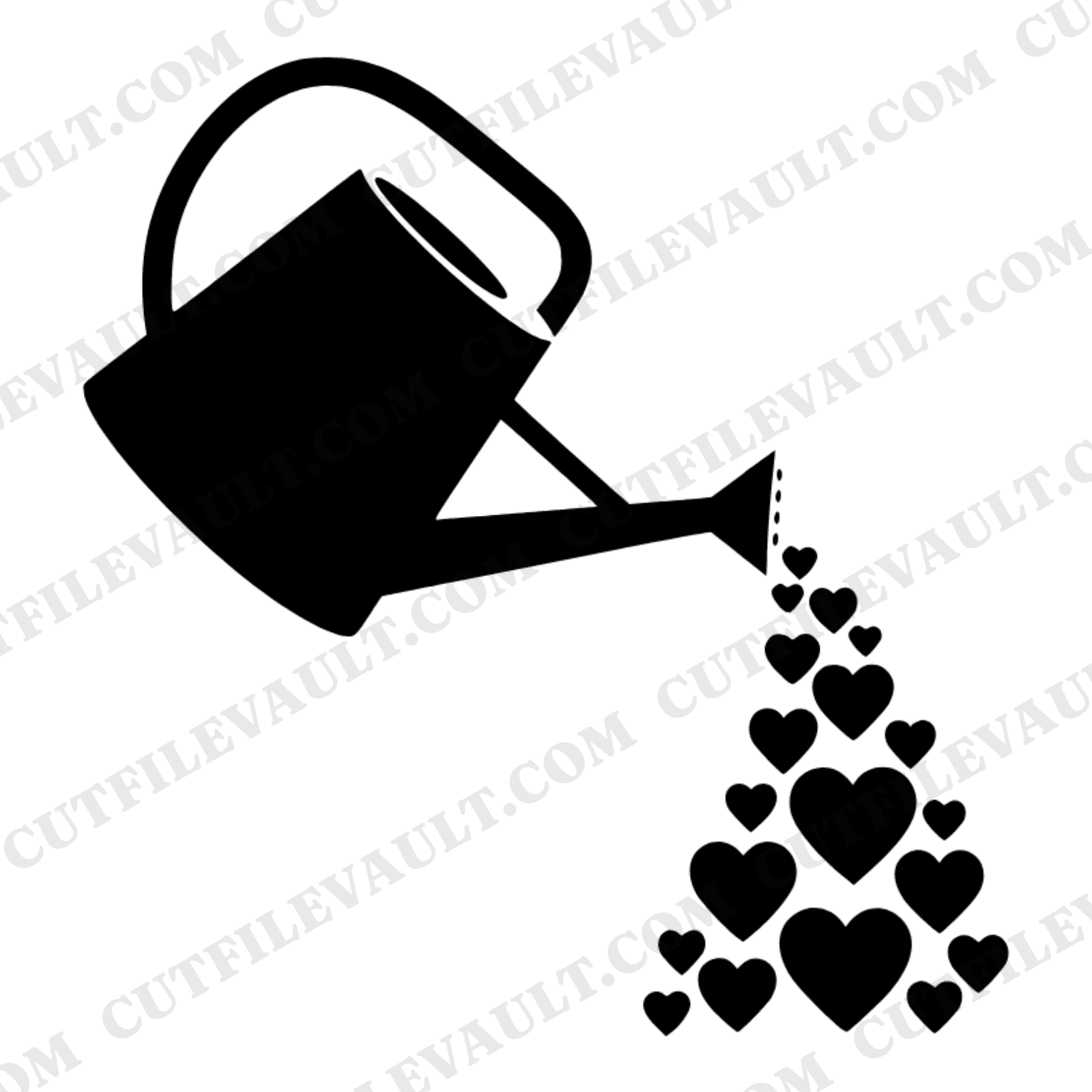 Watering Can Pouring Hearts SVG PNG Mother's Day Cut File Scandinavian Line Art Design — view 1