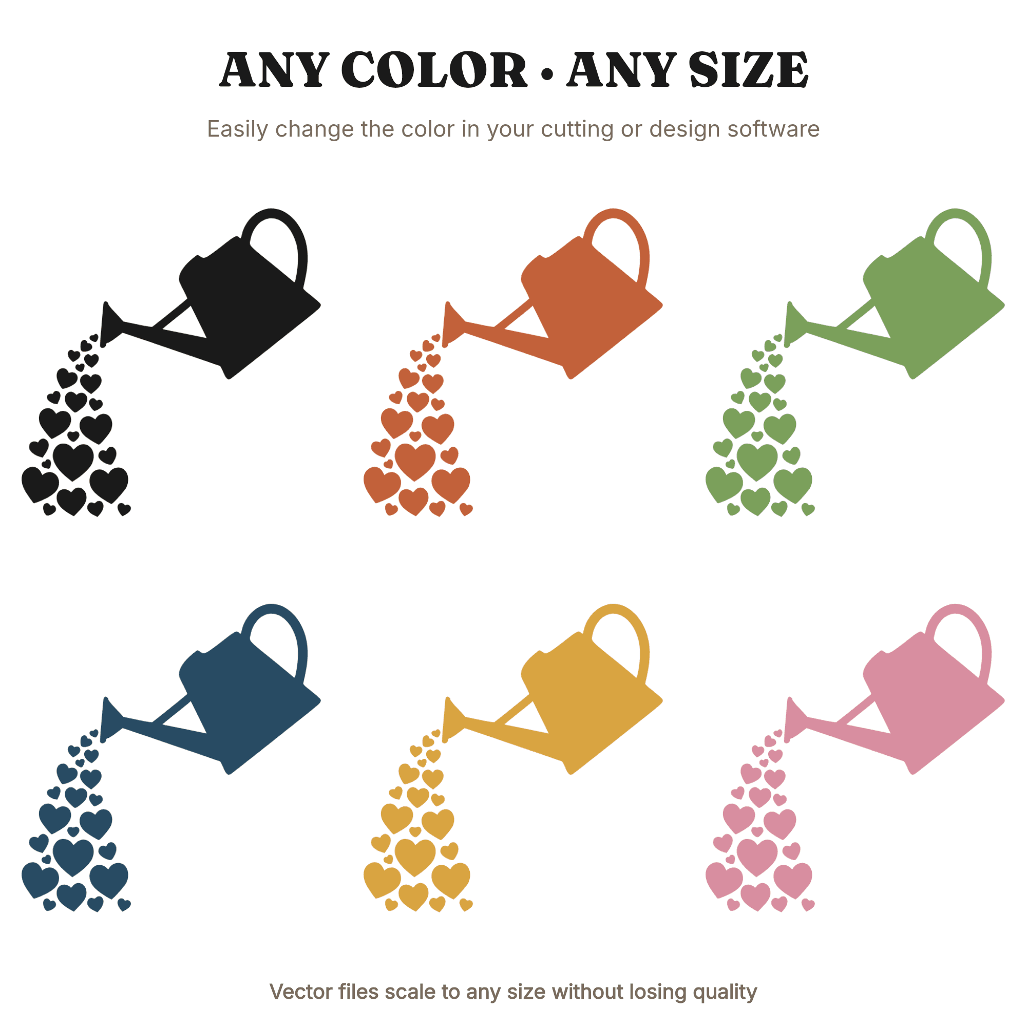 Mother's Day Watering Can SVG PNG, Heart Pour Clipart, Mom Love Cut File, Scandinavian Line Art — view 2