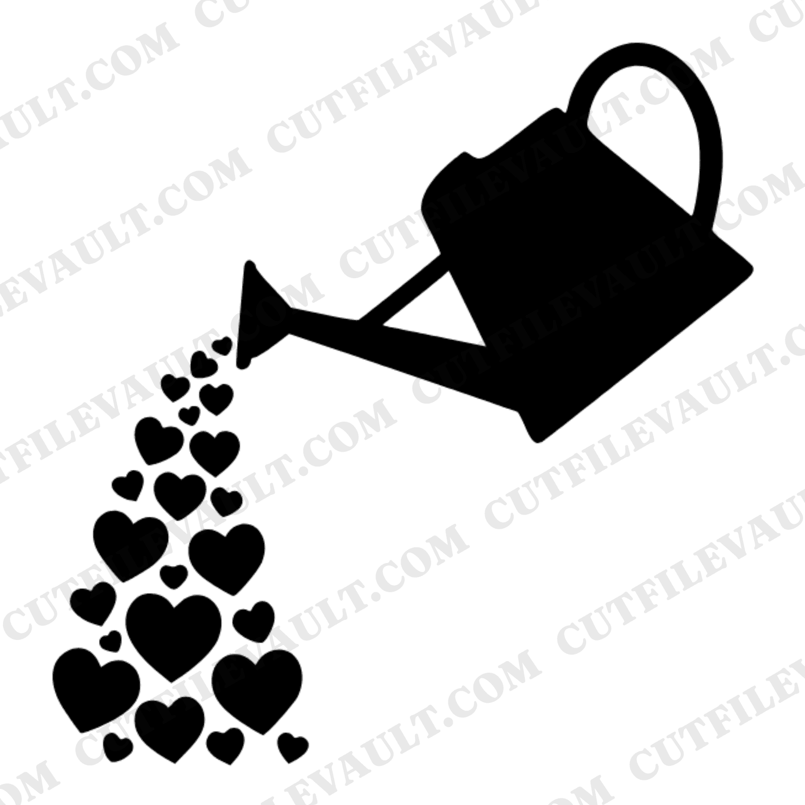Mother's Day Watering Can SVG PNG, Heart Pour Clipart, Mom Love Cut File, Scandinavian Line Art — view 1