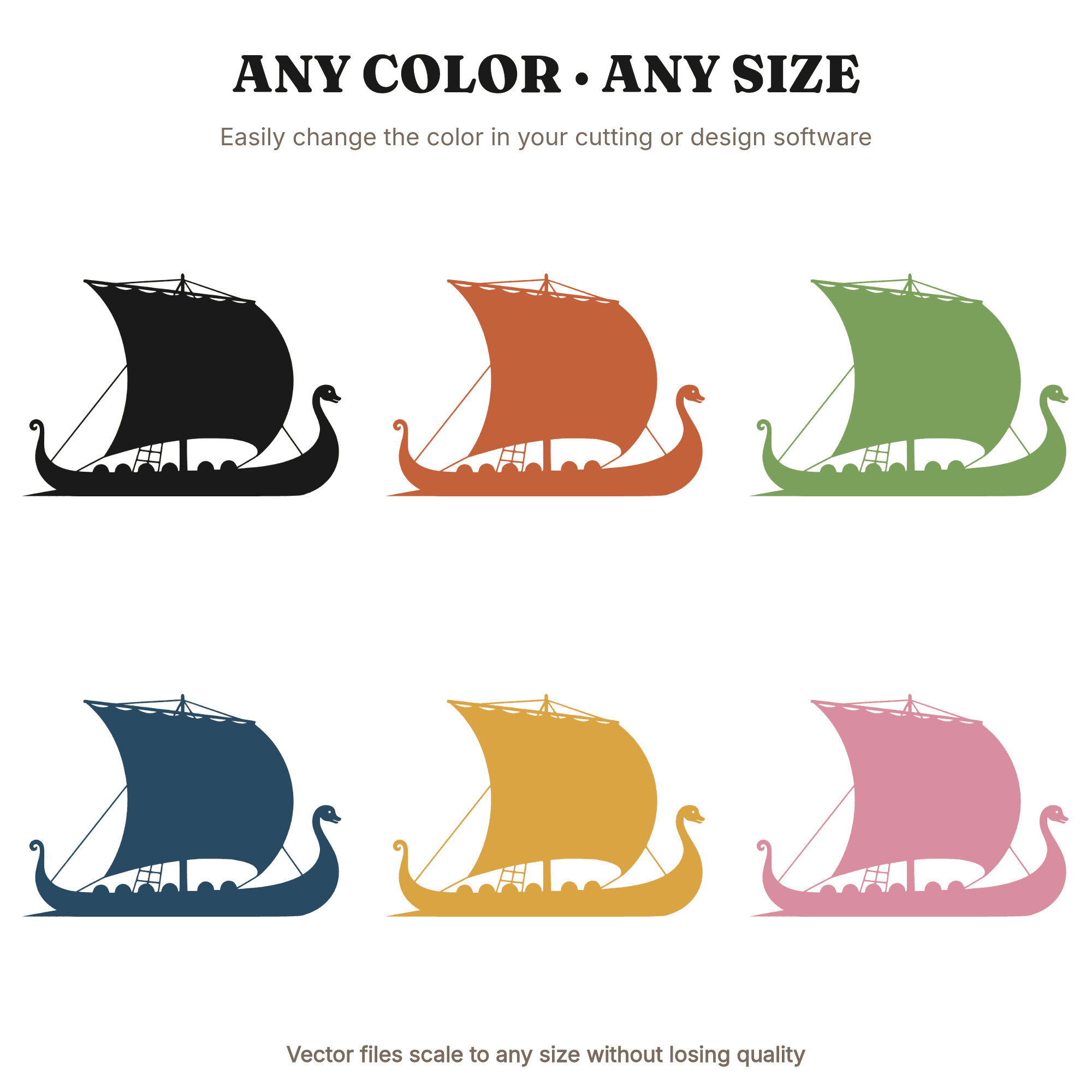 Summer Solstice Viking Ship SVG PNG, Nordic Longship Silhouette Cut File, Scandinavian Boat Design — view 2
