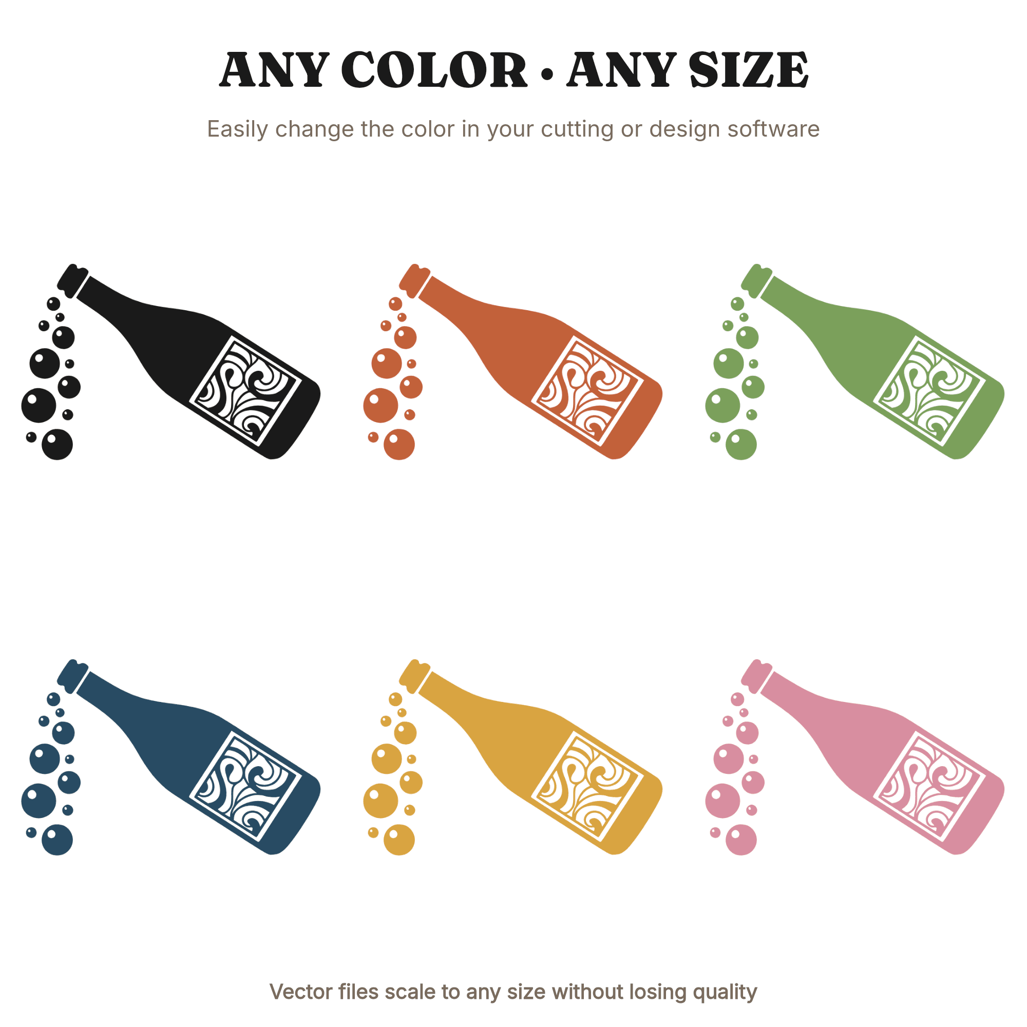 Retro Champagne Bottle SVG PNG, 70s Wave Celebration Toast Silhouette Cut File for Wedding Crafts — view 2