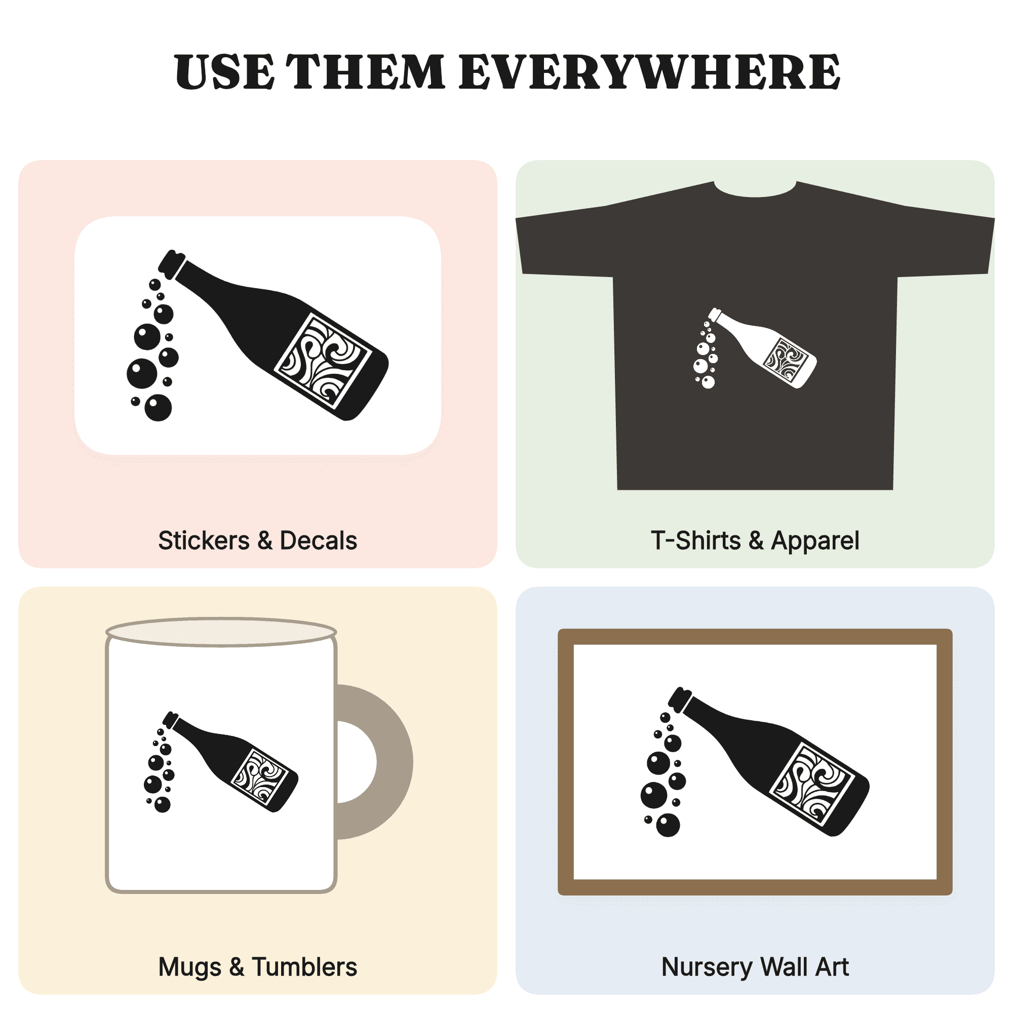 Retro Champagne Bottle SVG PNG, 70s Wave Celebration Toast Silhouette Cut File for Wedding Crafts — view 3