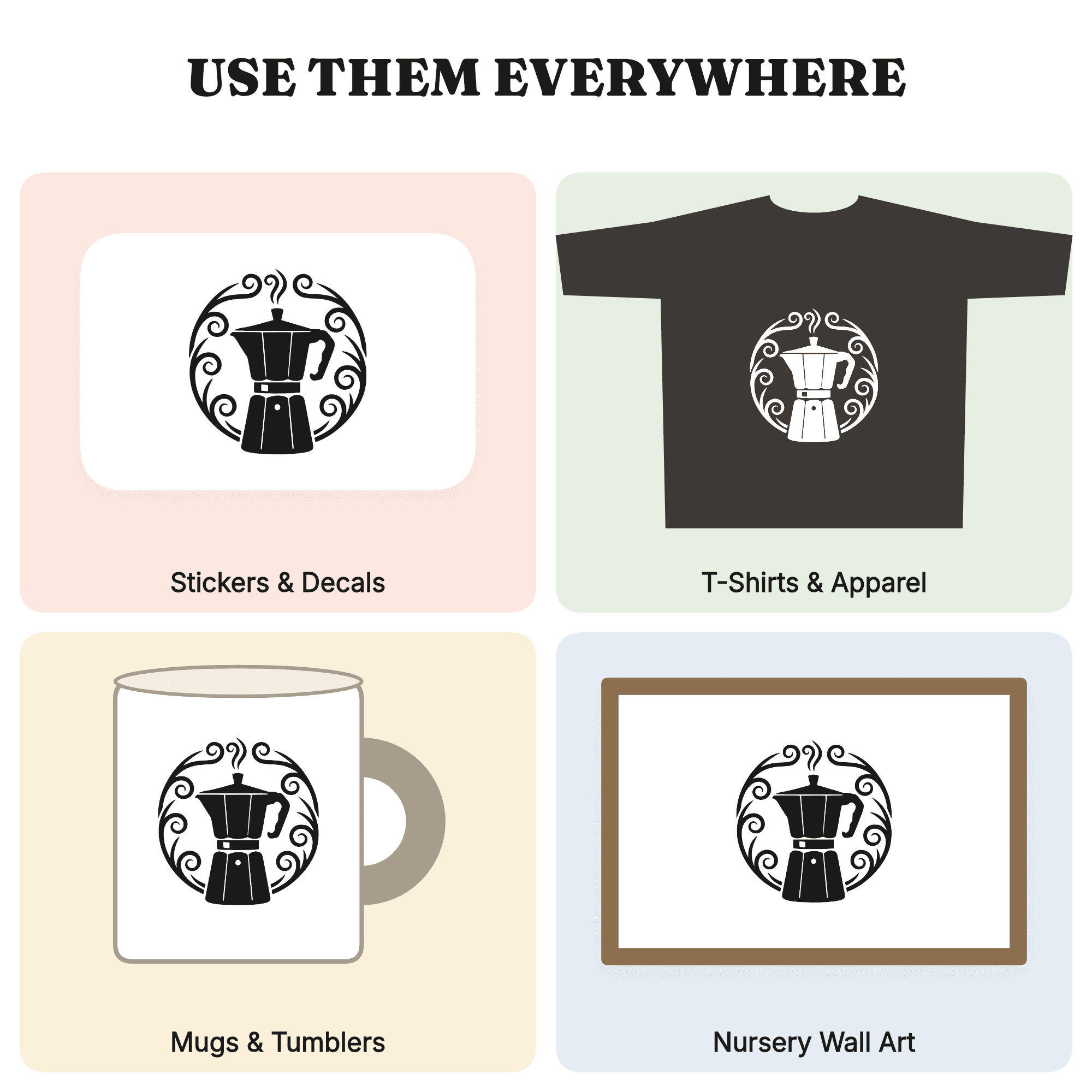 Vintage Coffee Percolator SVG PNG, Retro Stovetop Coffee Pot with Steam Swirls, Fall Autumn Craft — view 3