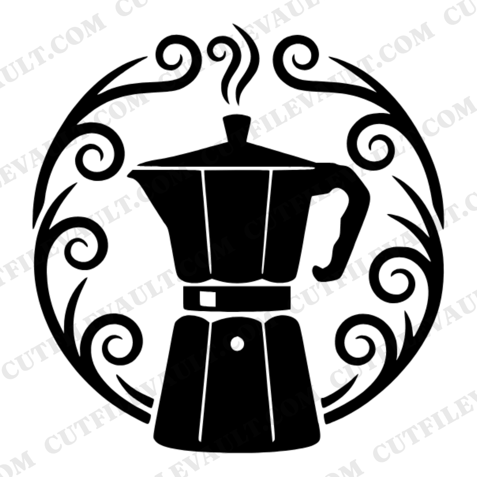 Vintage Coffee Percolator SVG PNG, Retro Stovetop Coffee Pot with Steam Swirls, Fall Autumn Craft — view 1