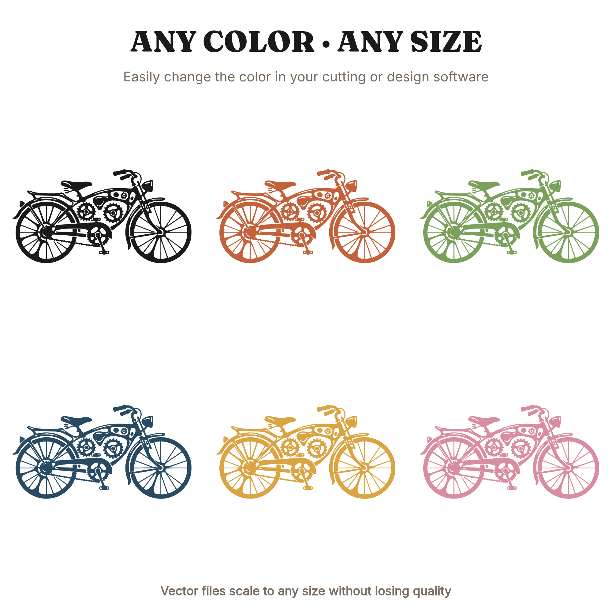 Vintage Bicycle Gears Earth Day Steampunk SVG PNG Cut File Silhouette Eco Friendly Design — view 2