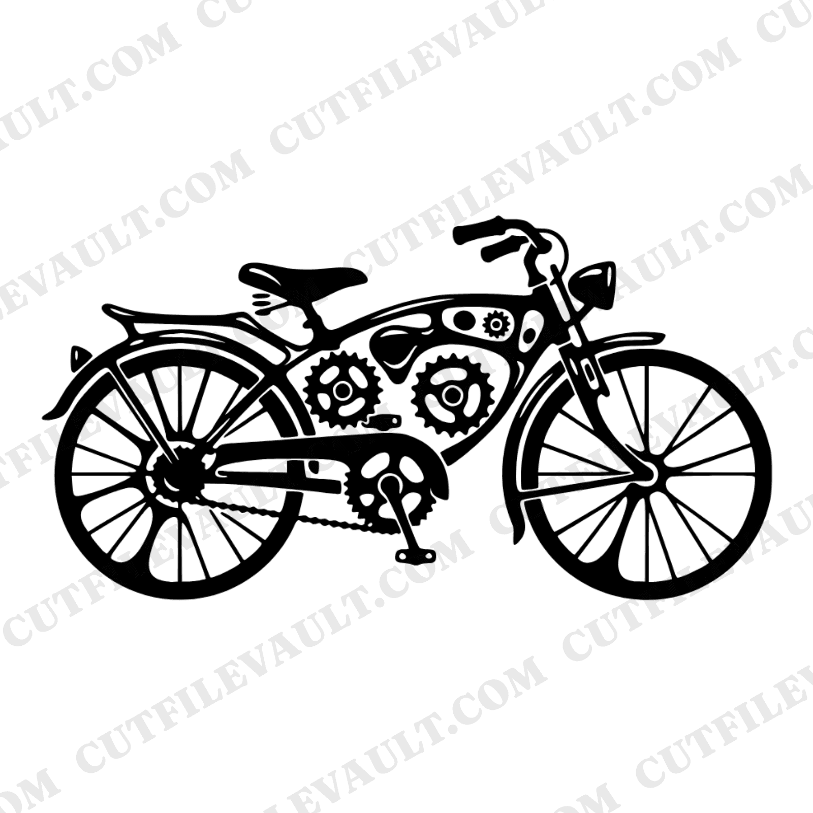 Vintage Bicycle Gears Earth Day Steampunk SVG PNG Cut File Silhouette Eco Friendly Design — view 1