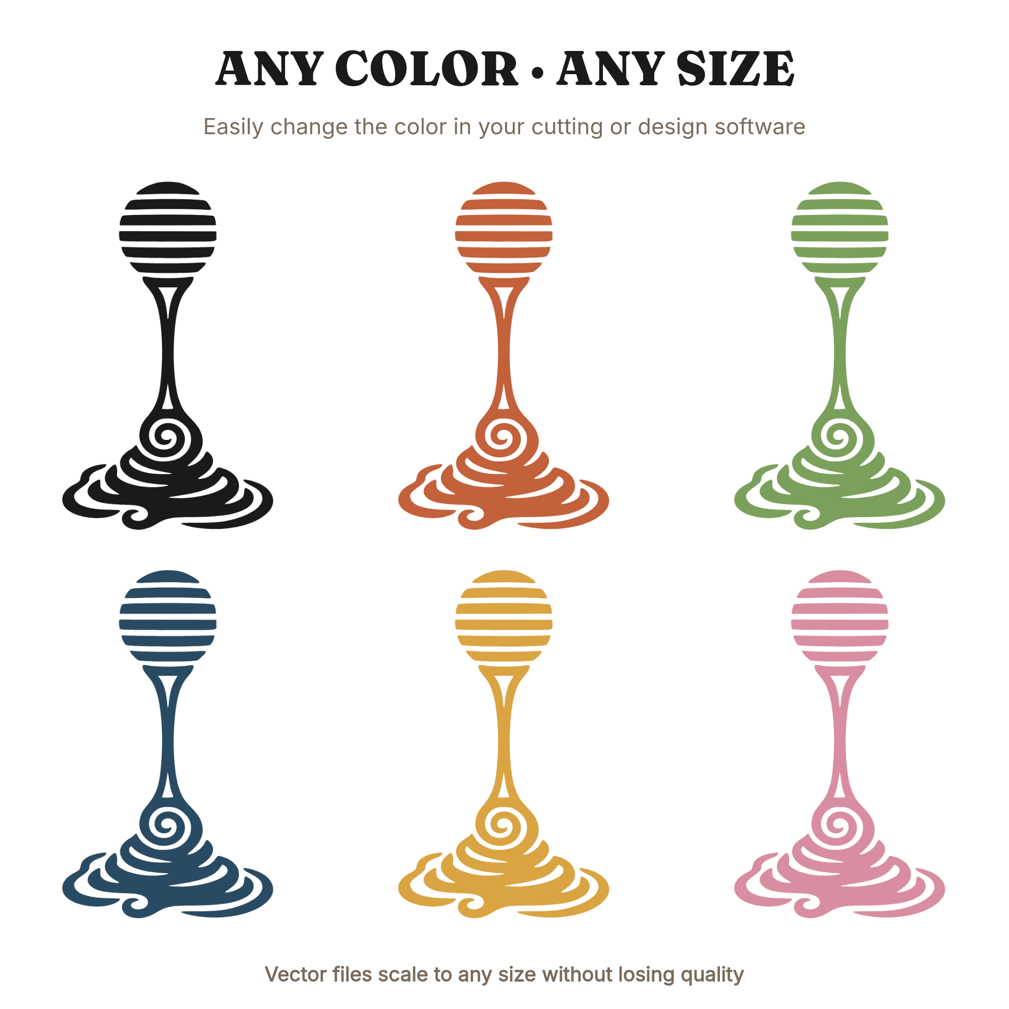 Summer Solstice Honey Dipper SVG PNG, Mid-Century Kitchen Wall Art, Honey Drip Spiral Cut File — view 2