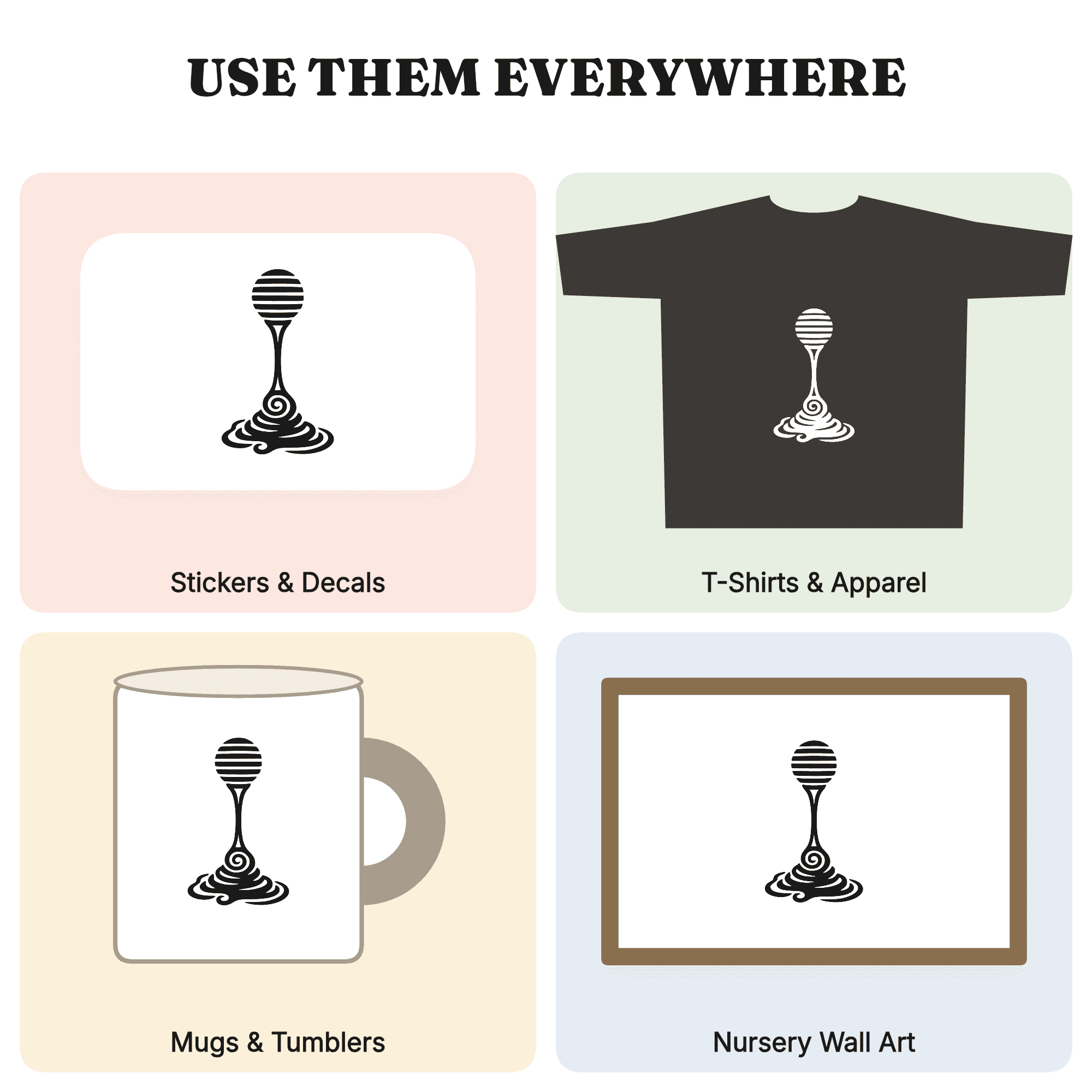 Summer Solstice Honey Dipper SVG PNG, Mid-Century Kitchen Wall Art, Honey Drip Spiral Cut File — view 3