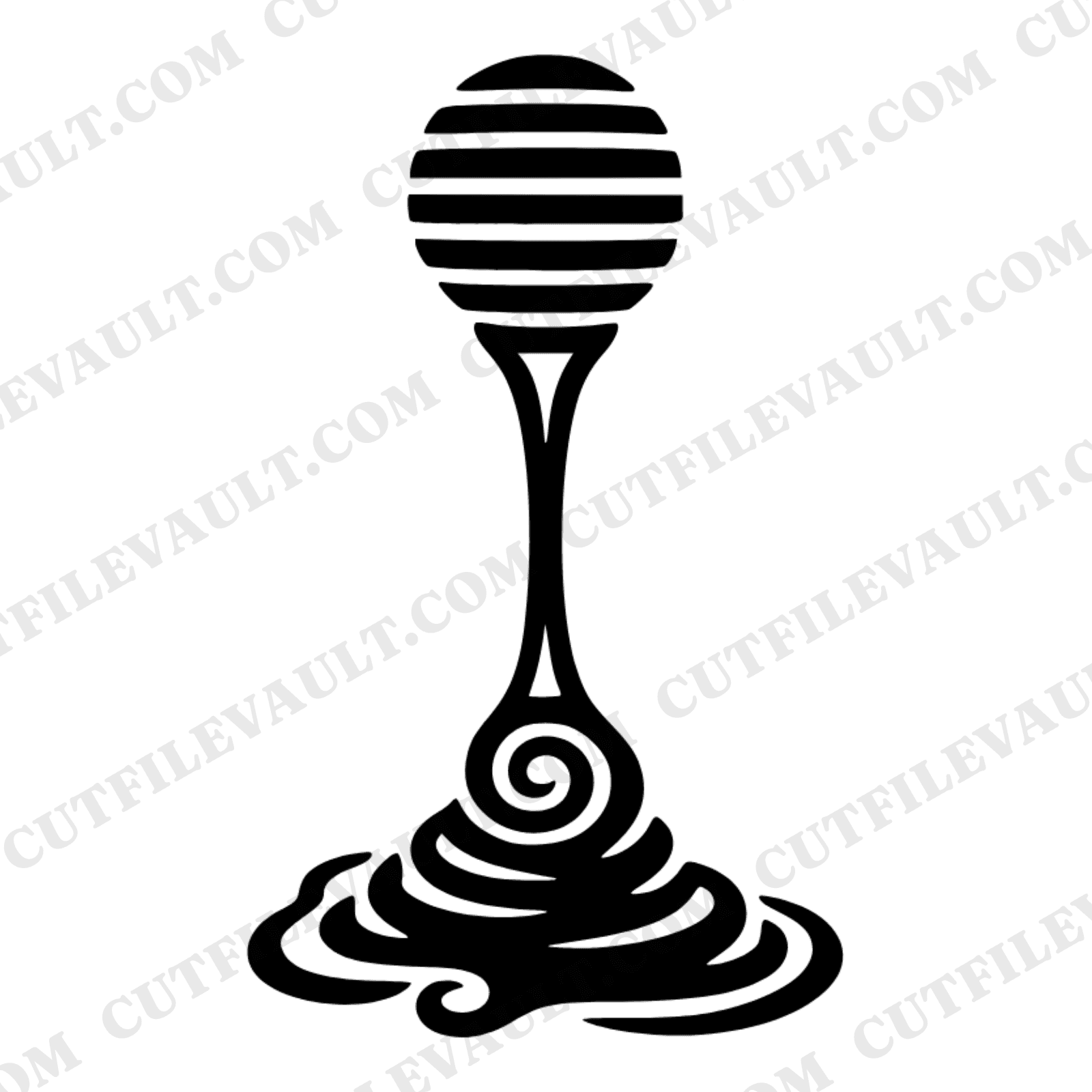 Summer Solstice Honey Dipper SVG PNG, Mid-Century Kitchen Wall Art, Honey Drip Spiral Cut File — view 1