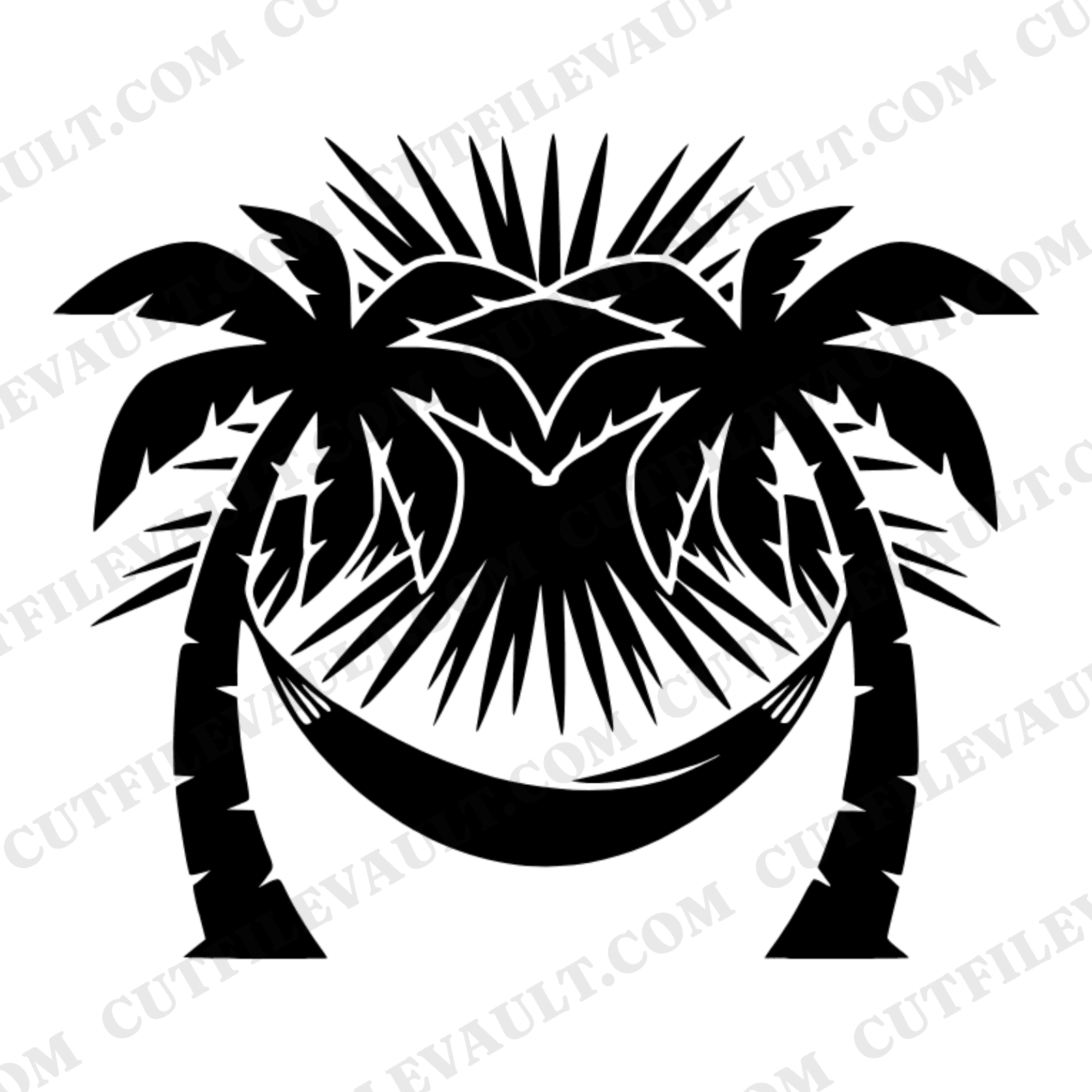 First Day of Summer SVG PNG Hammock Palm Tree Silhouette Cut File for Cricut June 20 Beach Decor