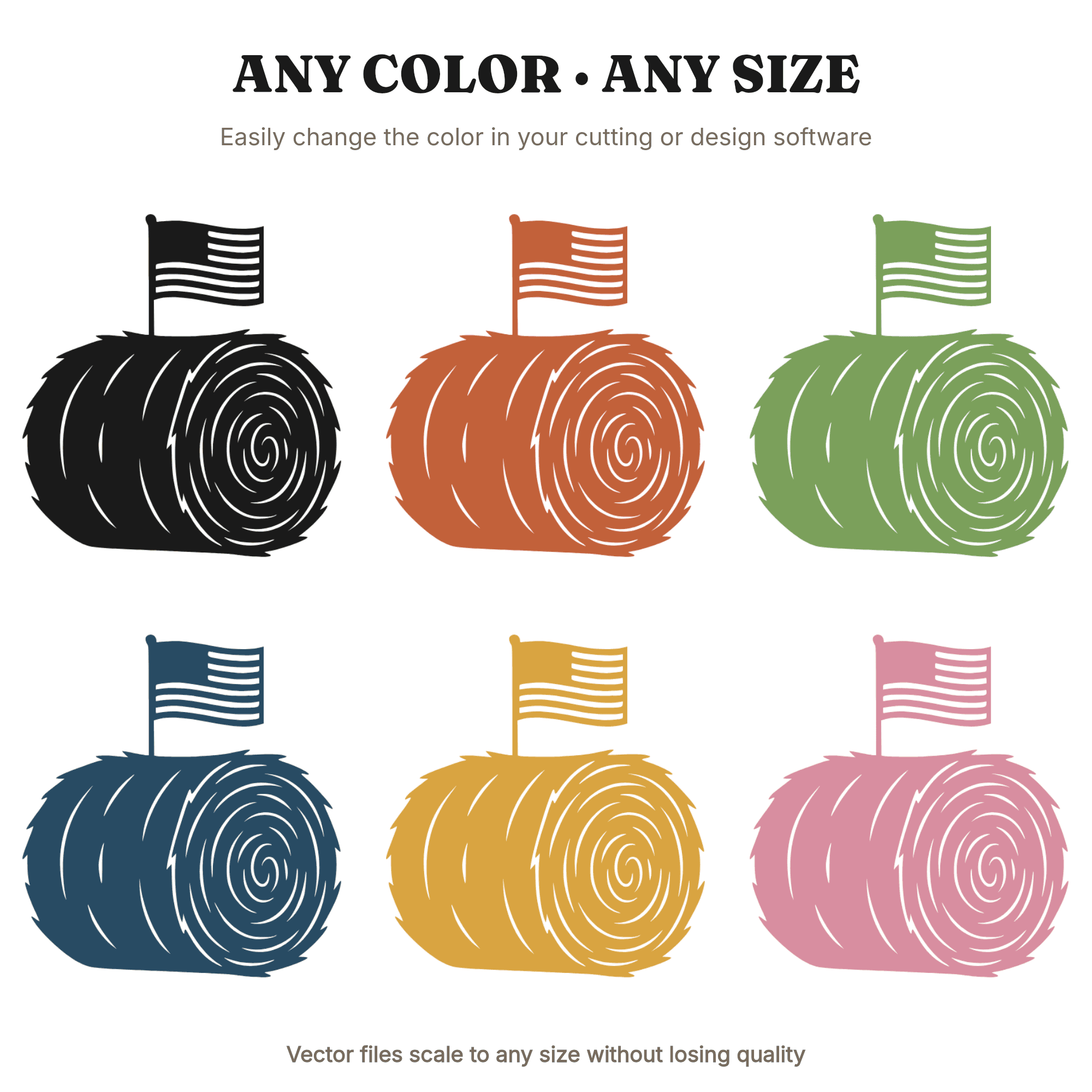 Independence Day Hay Bale SVG PNG, 4th of July Farm Flag Cut File, Patriotic Country Craft Design — view 2