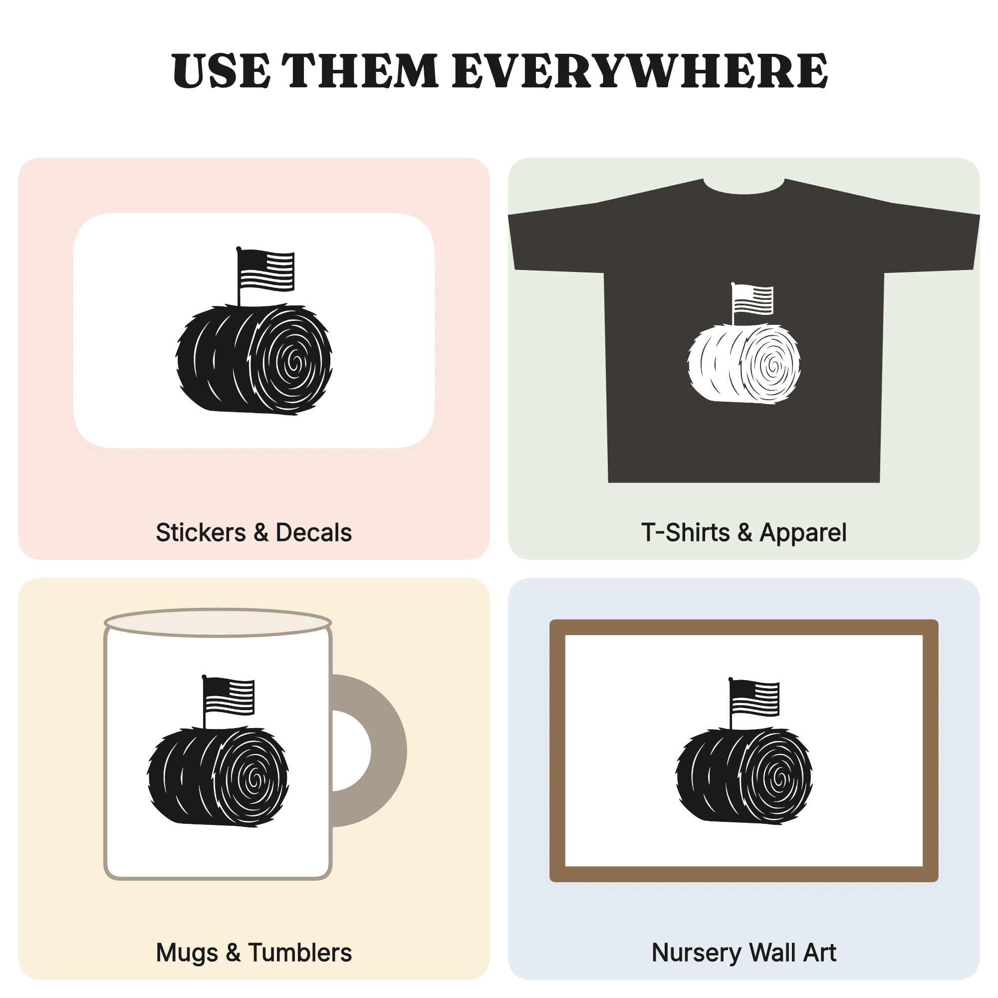 Independence Day Hay Bale SVG PNG, 4th of July Farm Flag Cut File, Patriotic Country Craft Design — view 3