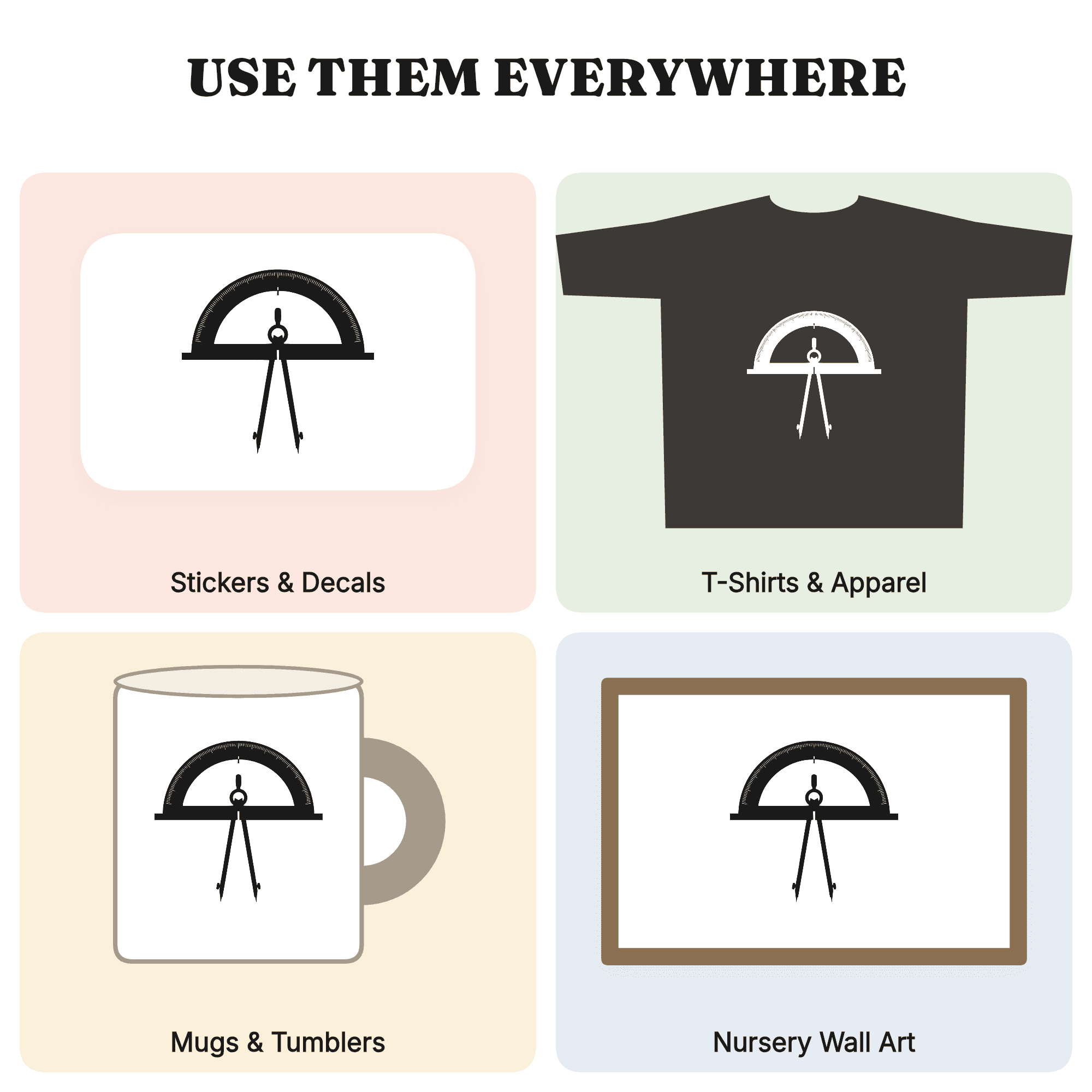 Vintage Geometry Protractor Compass SVG PNG, Back to School Teacher Appreciation Cut File — view 3