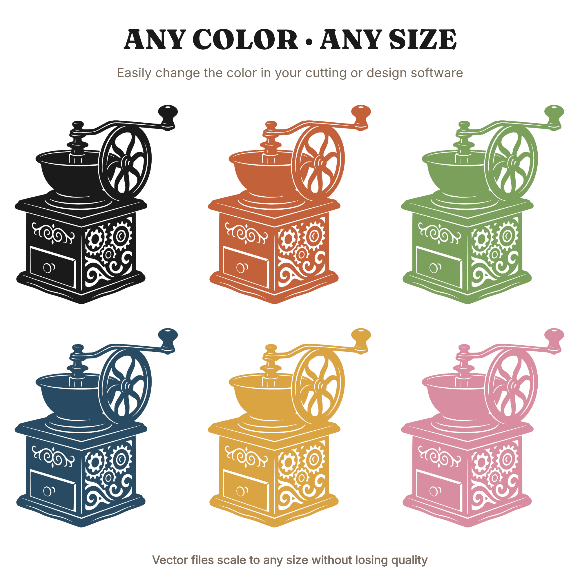 Pumpkin Spice Season Coffee Grinder SVG PNG, Retro 70s Antique Grinder Cut File, Fall Cafe Decor — view 2