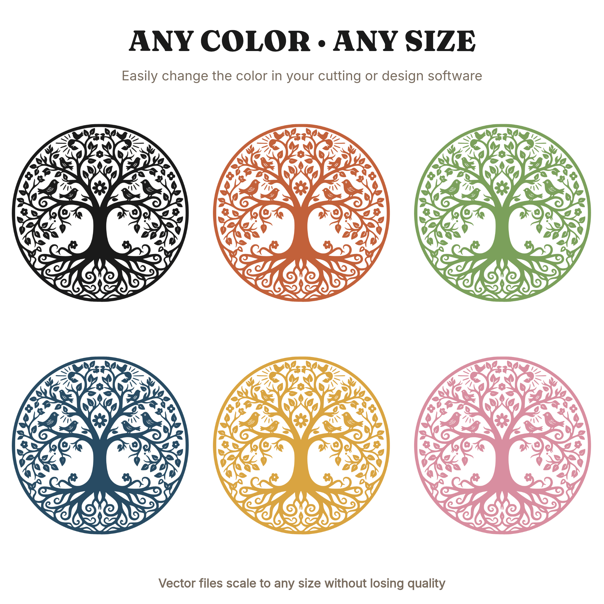 Arbor Day Tree of Life SVG PNG Circle Papercut Design Vintage Botanical Folk Art Cut File — view 2