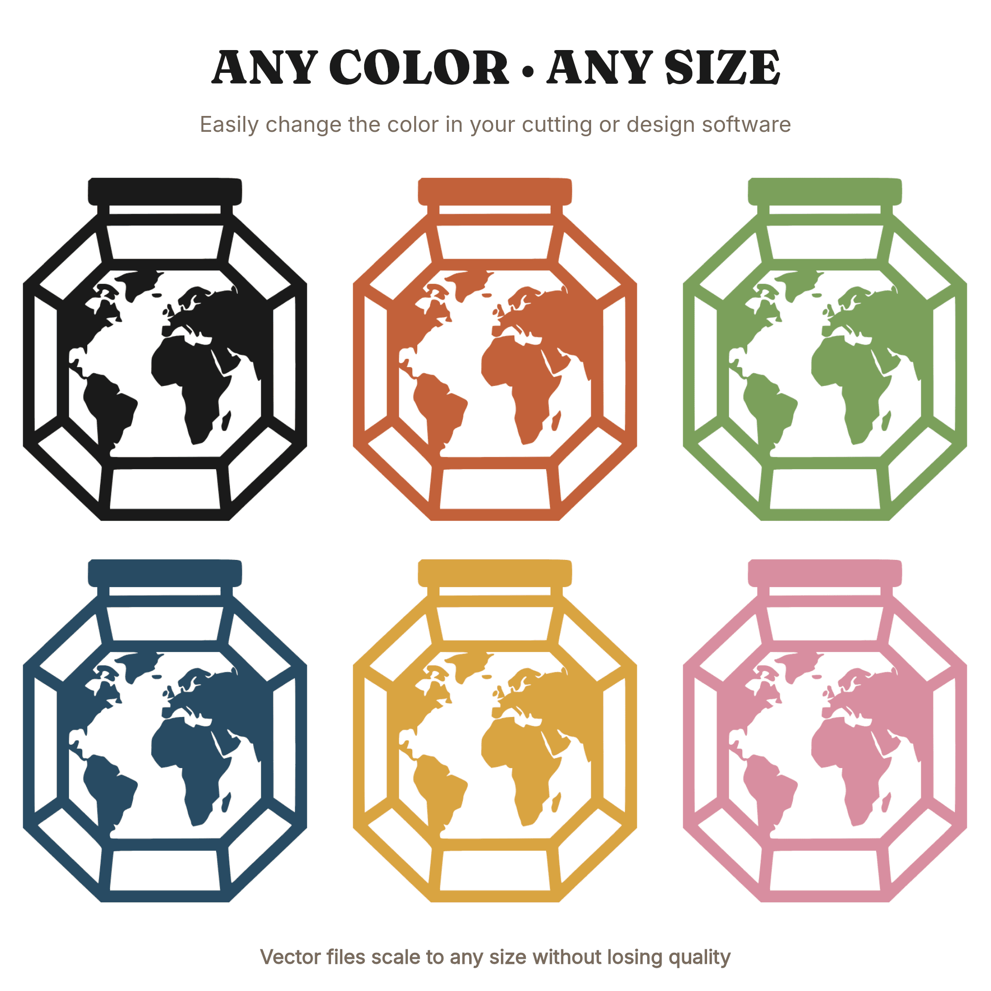 Art Deco Earth Day Terrarium Jar SVG PNG, Geometric Globe Eco Cut File for Cricut Silhouette — view 2