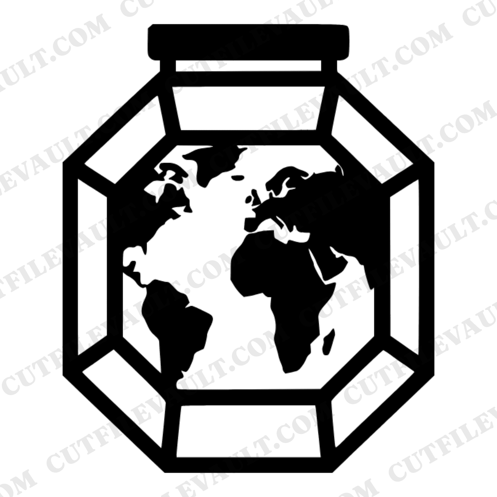 Art Deco Earth Day Terrarium Jar SVG PNG, Geometric Globe Eco Cut File for Cricut Silhouette — view 1