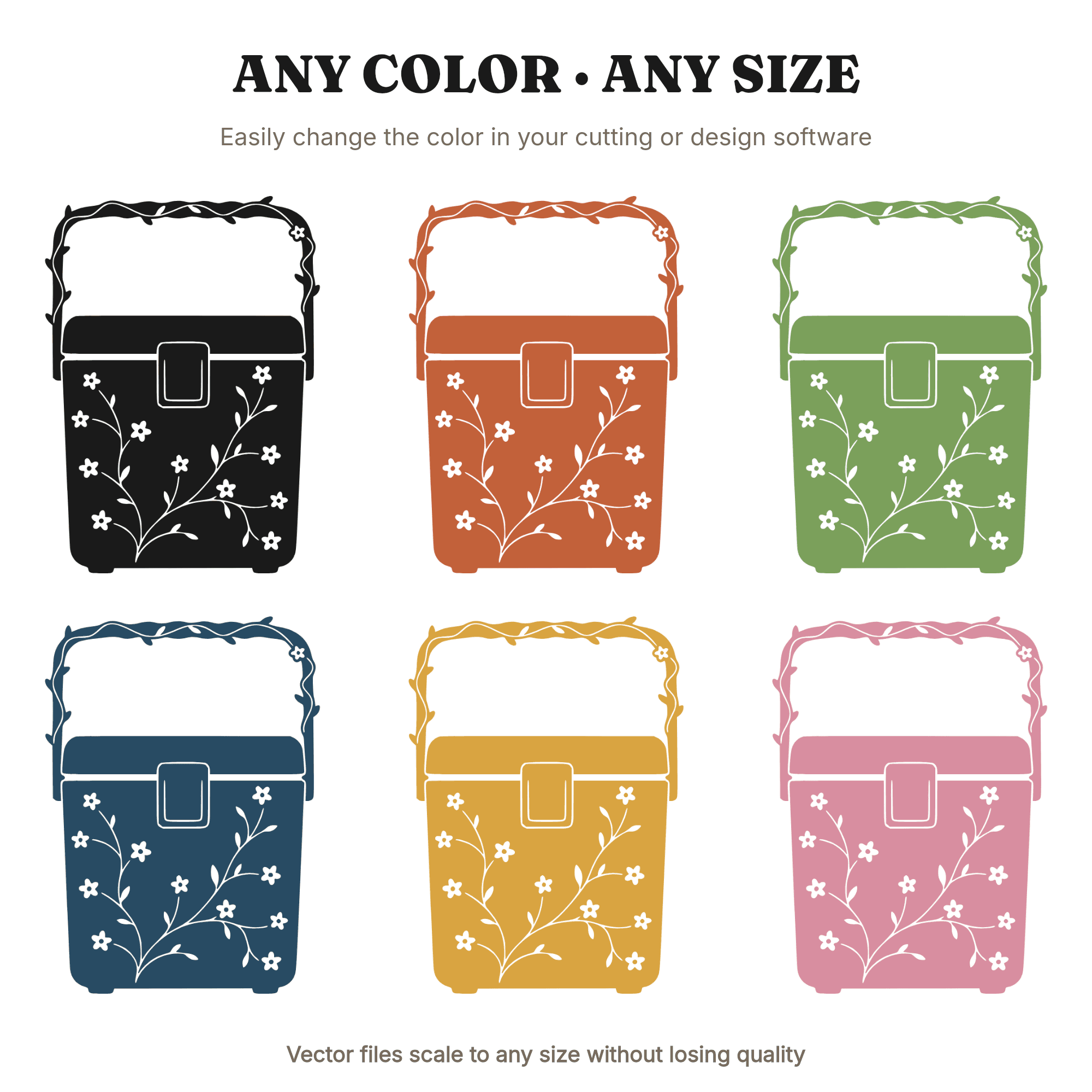 Vintage Cooler SVG PNG, Independence Day Floral Cooler Cut File, Fourth of July Cottagecore Design — view 2