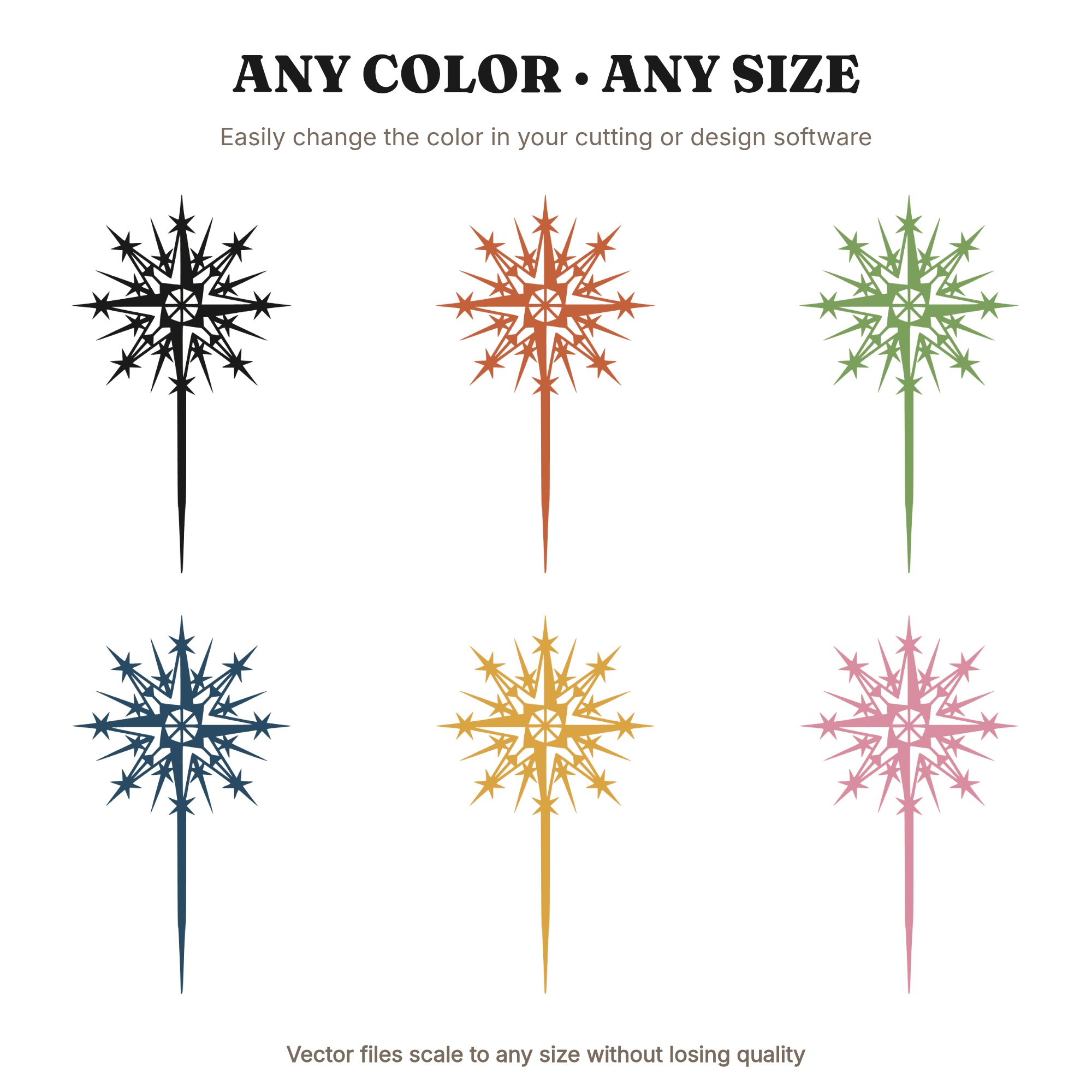 Nordic Starburst Sparkler SVG PNG, Independence Day Celestial Silhouette Cut File, 4th of July — view 2